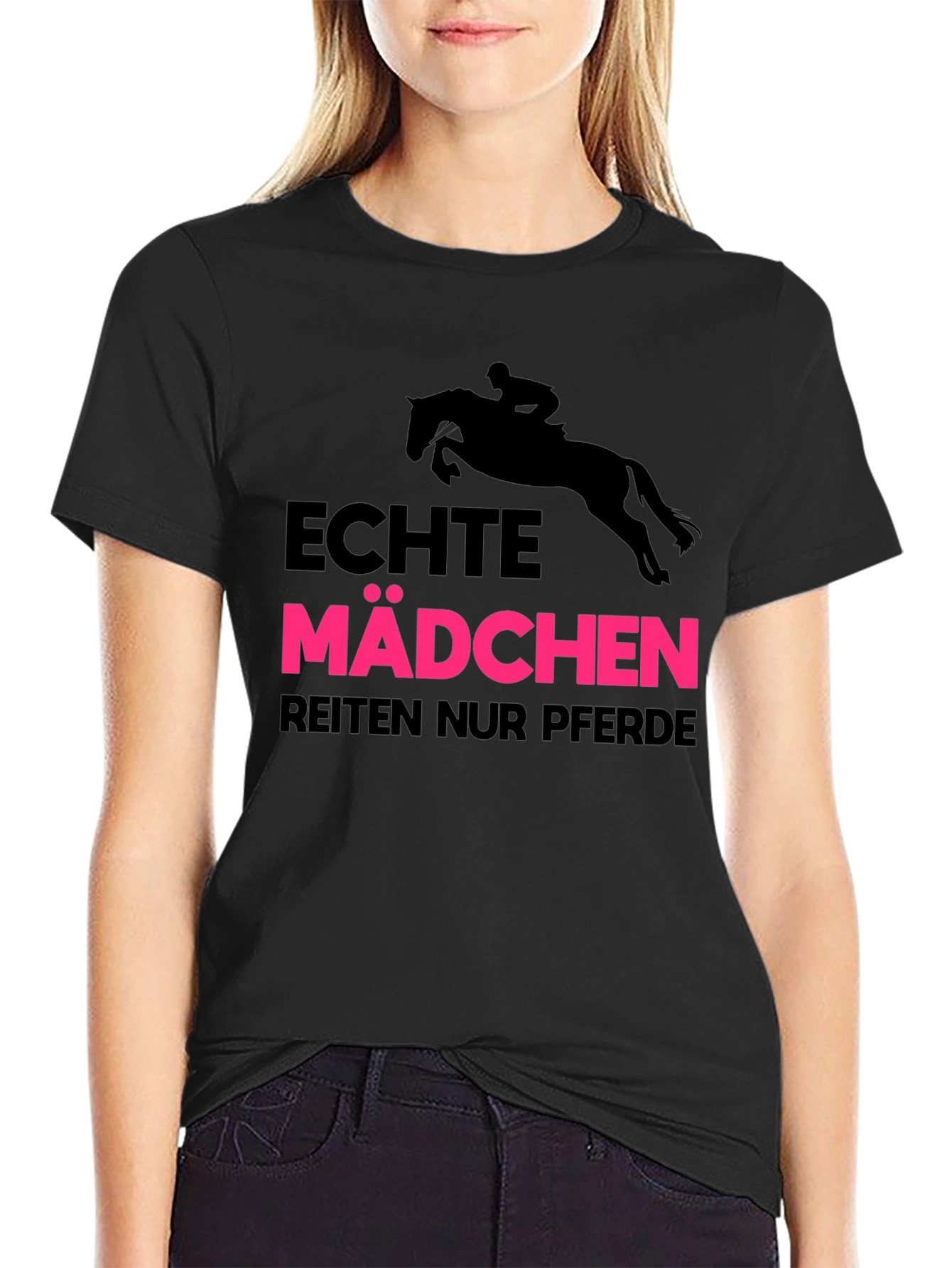 Black Echte Madchen Reiten Nur Pferde Black T-Shirt view 2