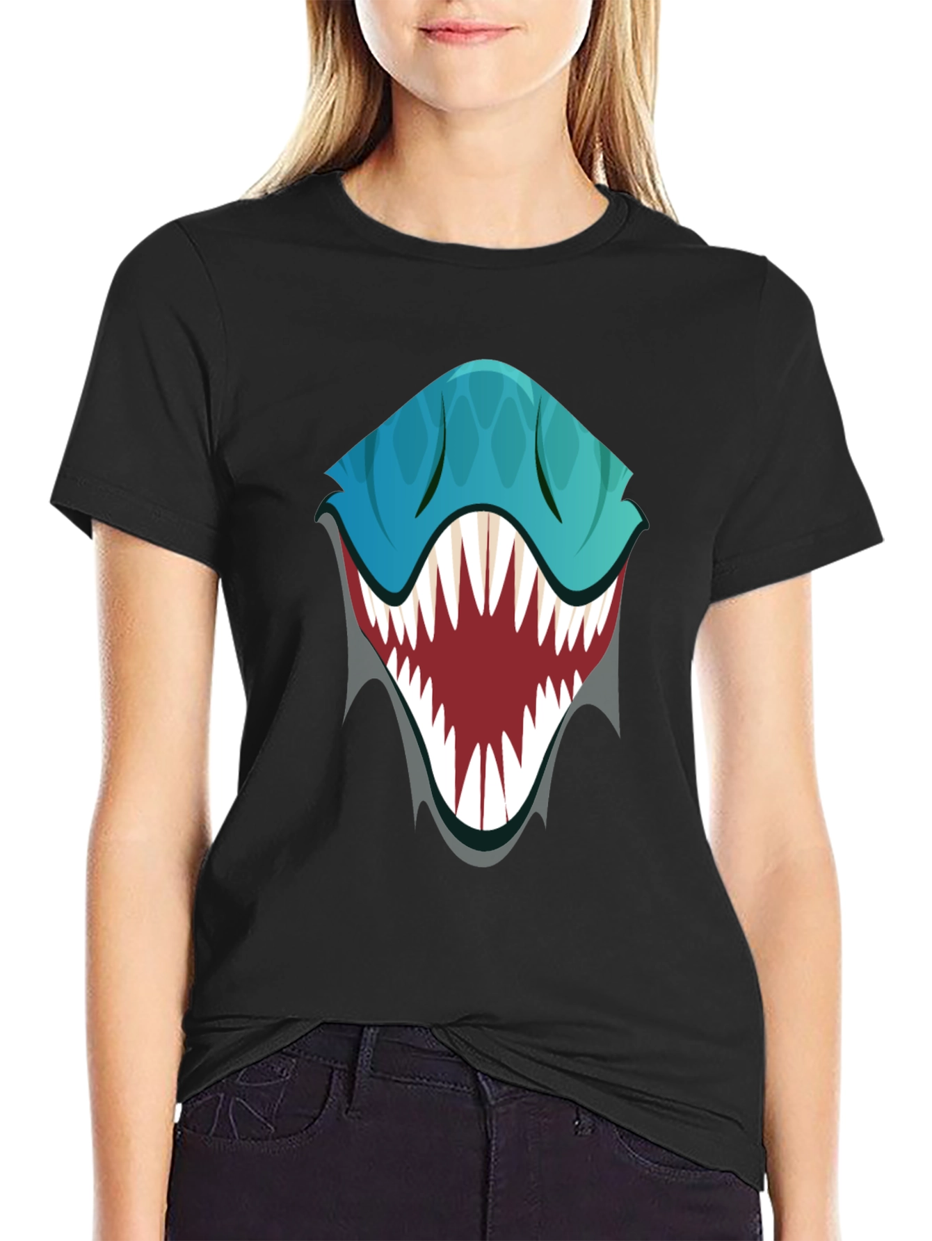 Black Monster Mouth Graphic Tee - Black view 2