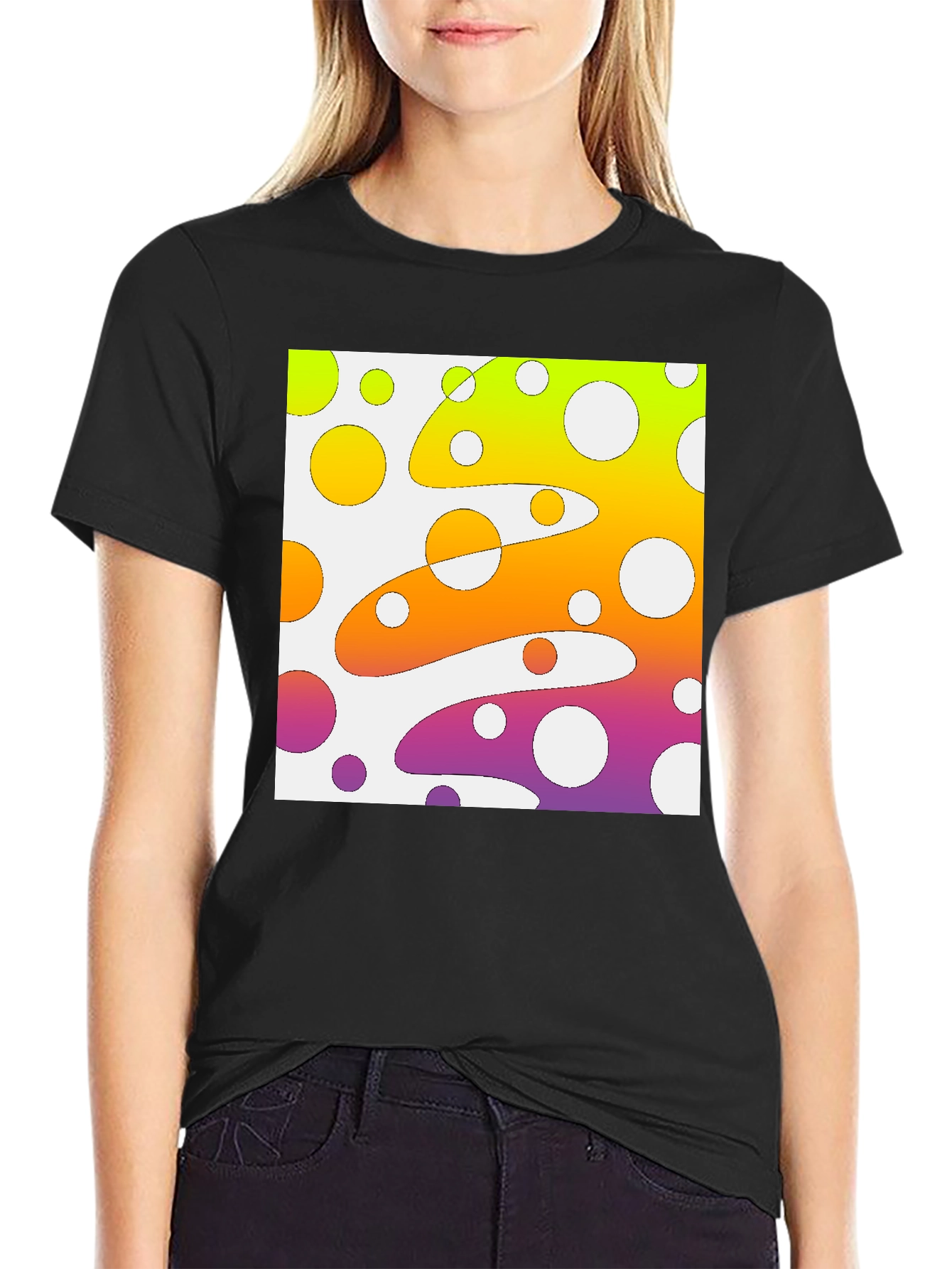 Black Funky Bubble T-Shirt - Groovy Retro Style view 2