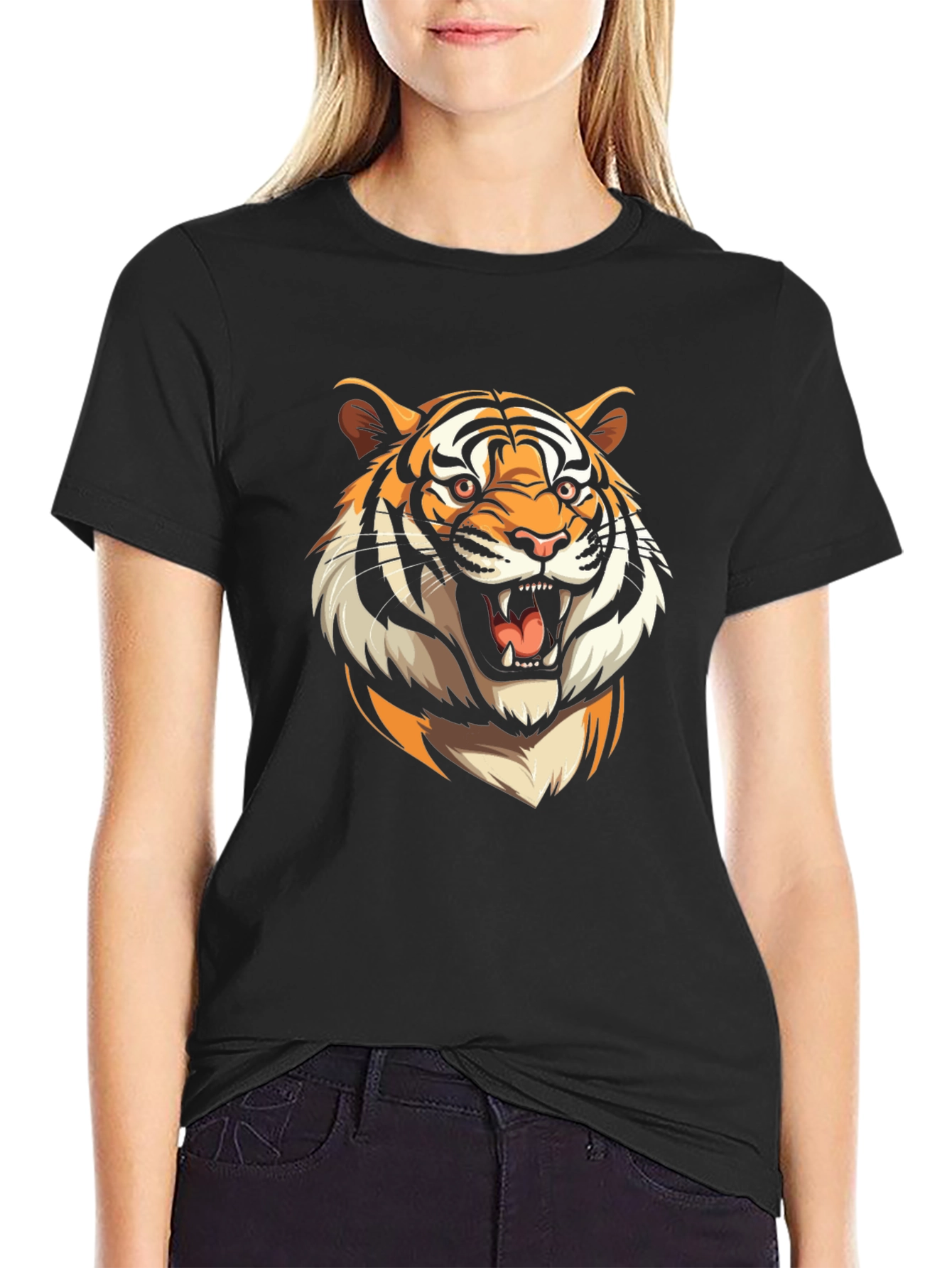 Black Tiger Graphic Tee - Bold Animal Print T-Shirt view 2