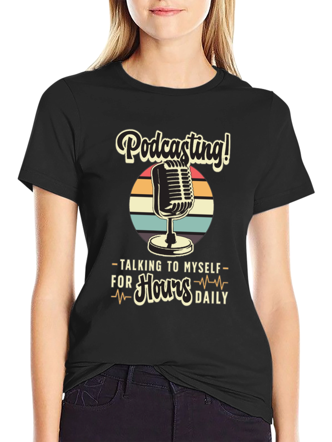 Black Podcast T-Shirt: Talking to Myself for Hours Daily view 2