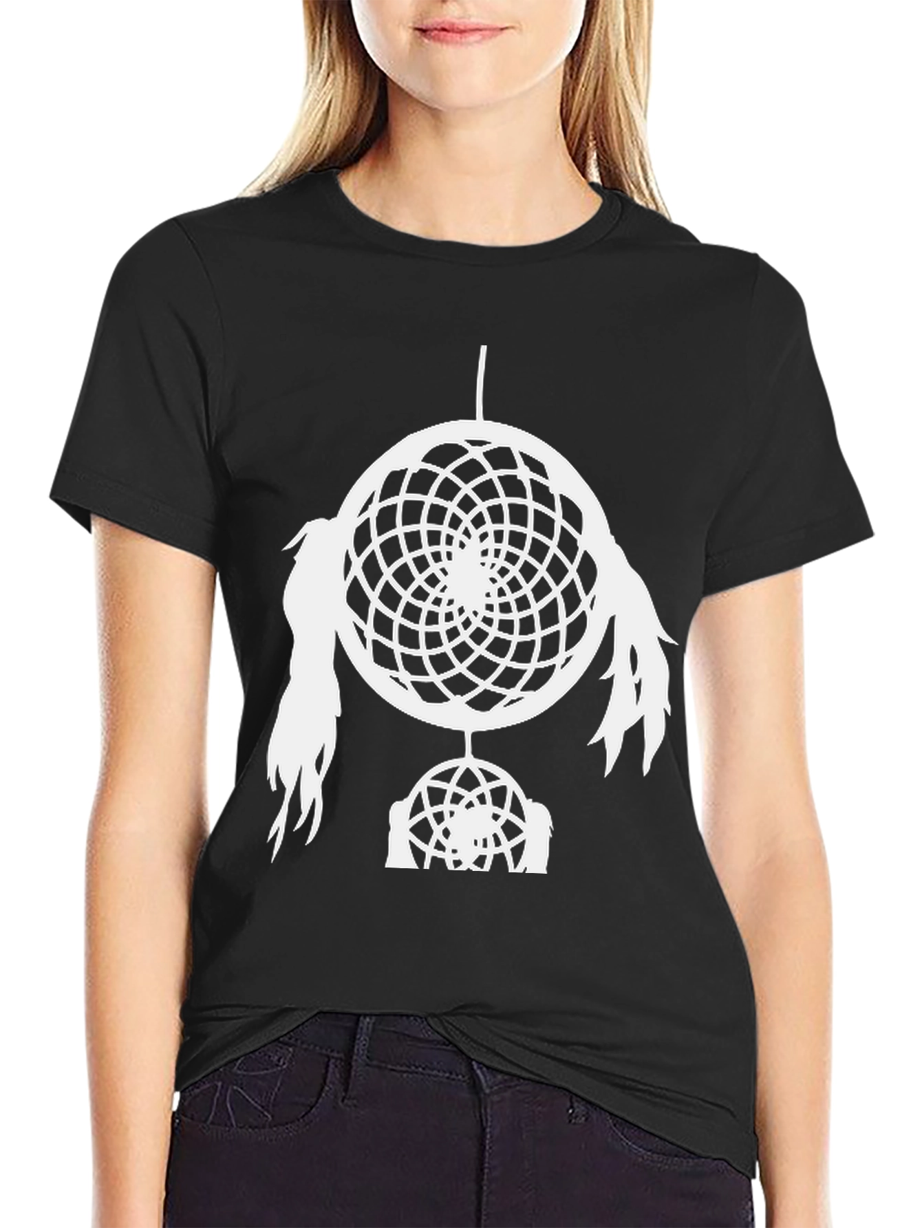 Black Dreamcatcher Graphic Print T-Shirt view 2