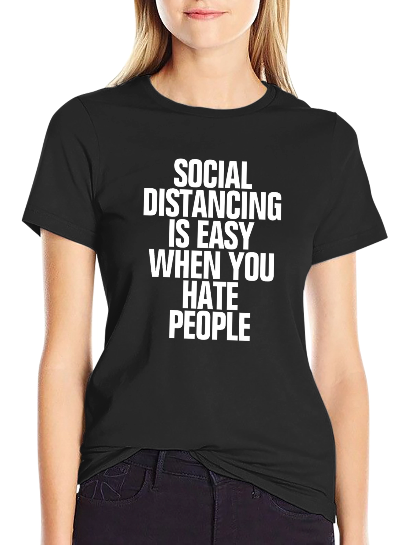 Black Social Distancing Hate People Graphic Tee view 2