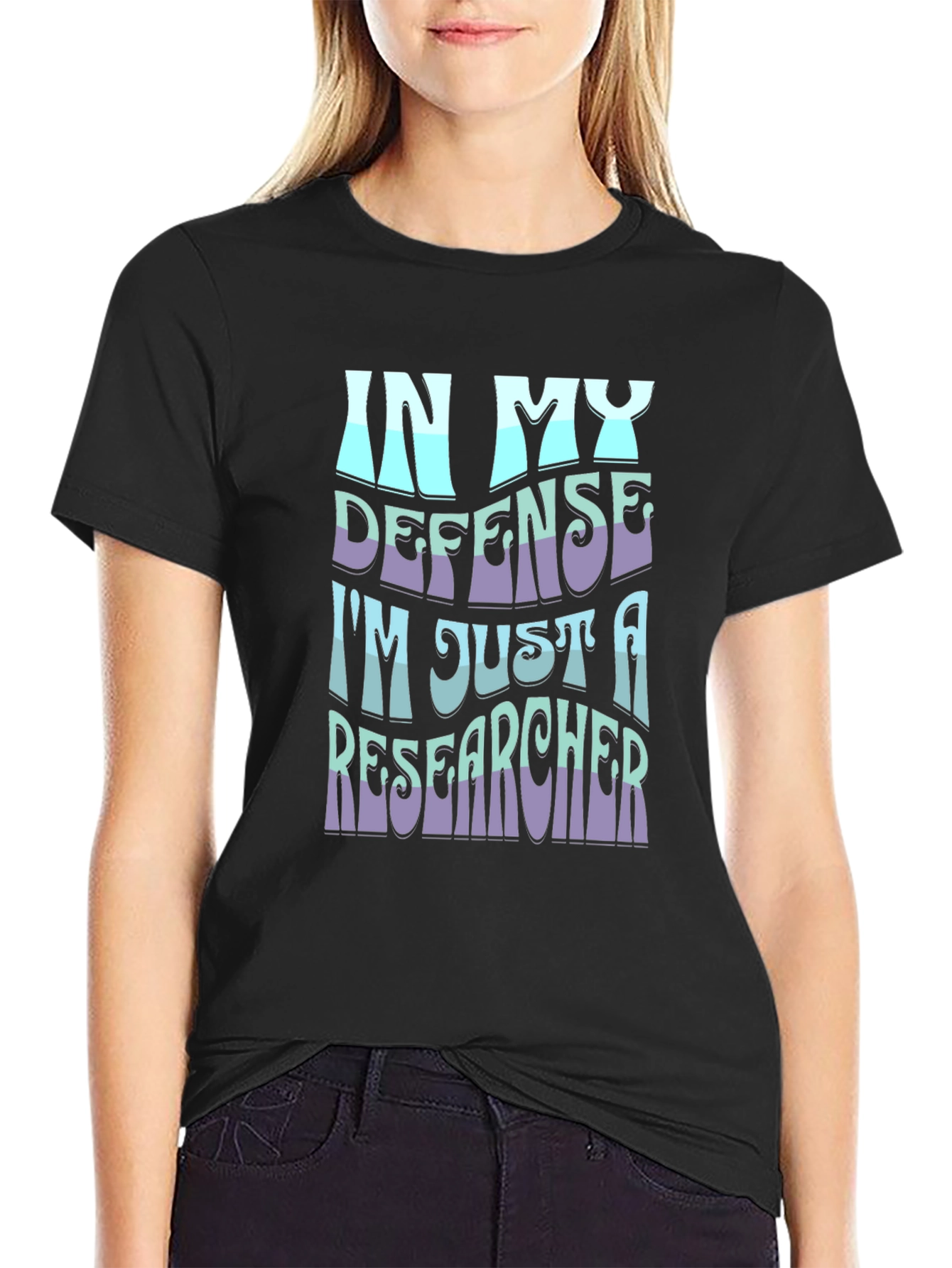Black In My Defense, I'm Just A Researcher - Black T-Shirt view 2