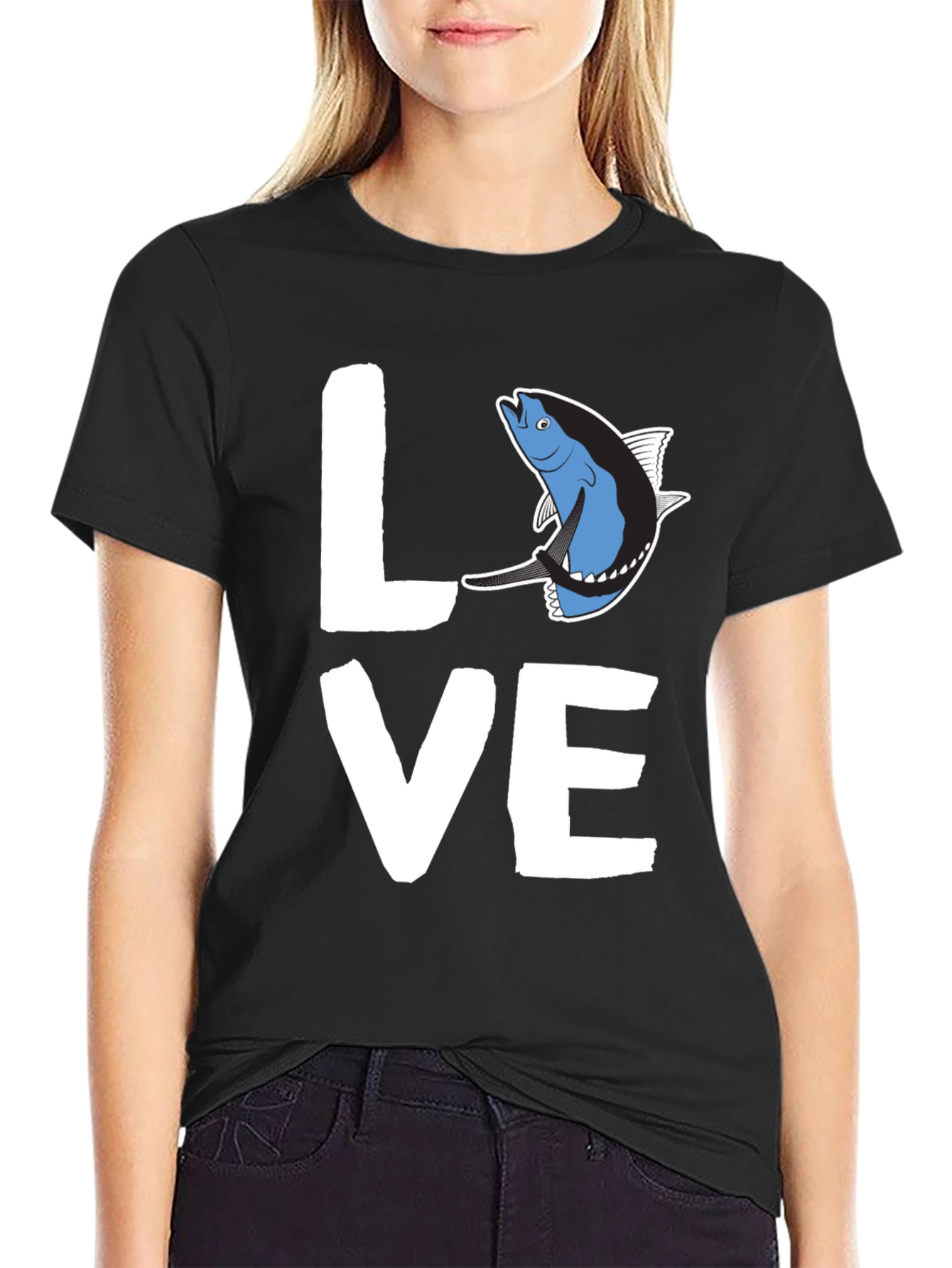 Black Love Tuna T-Shirt - Black Graphic Tee view 2
