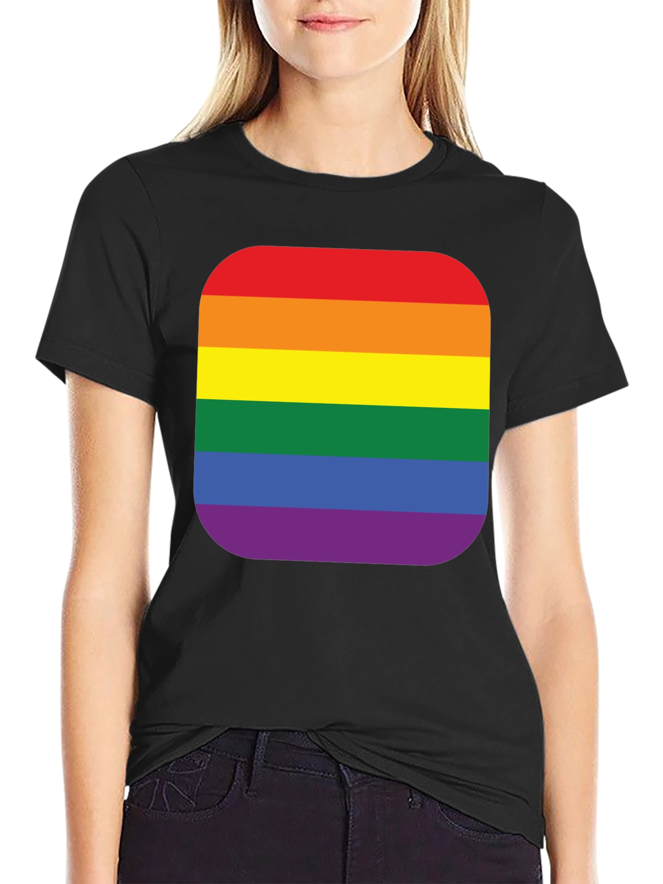 Black Pride Rainbow Stripe T-Shirt - Black Cotton Blend view 2