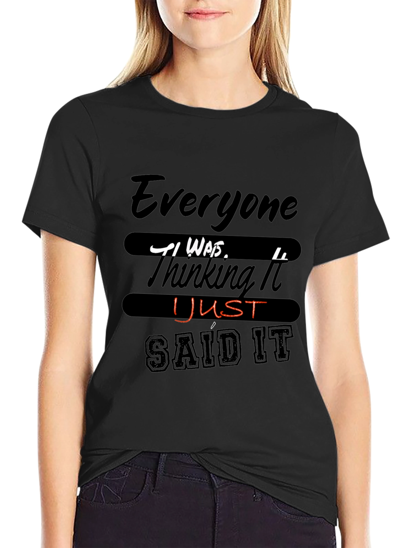Black Funny Graphic Tee - Everyone Thinking It view 2