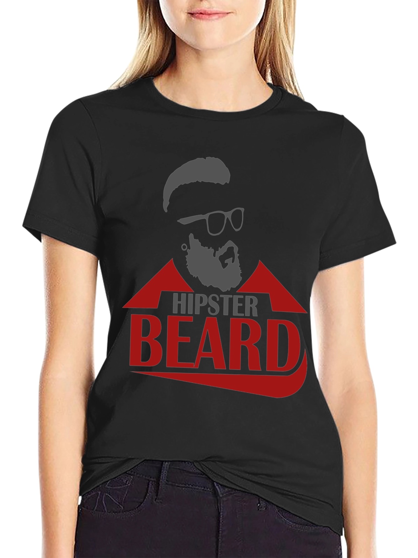 Black Hipster Beard Graphic T-Shirt view 2