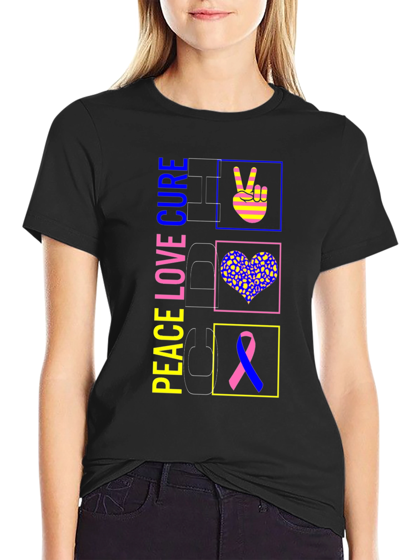 Peace Love Cure Graphic T-Shirt - 2