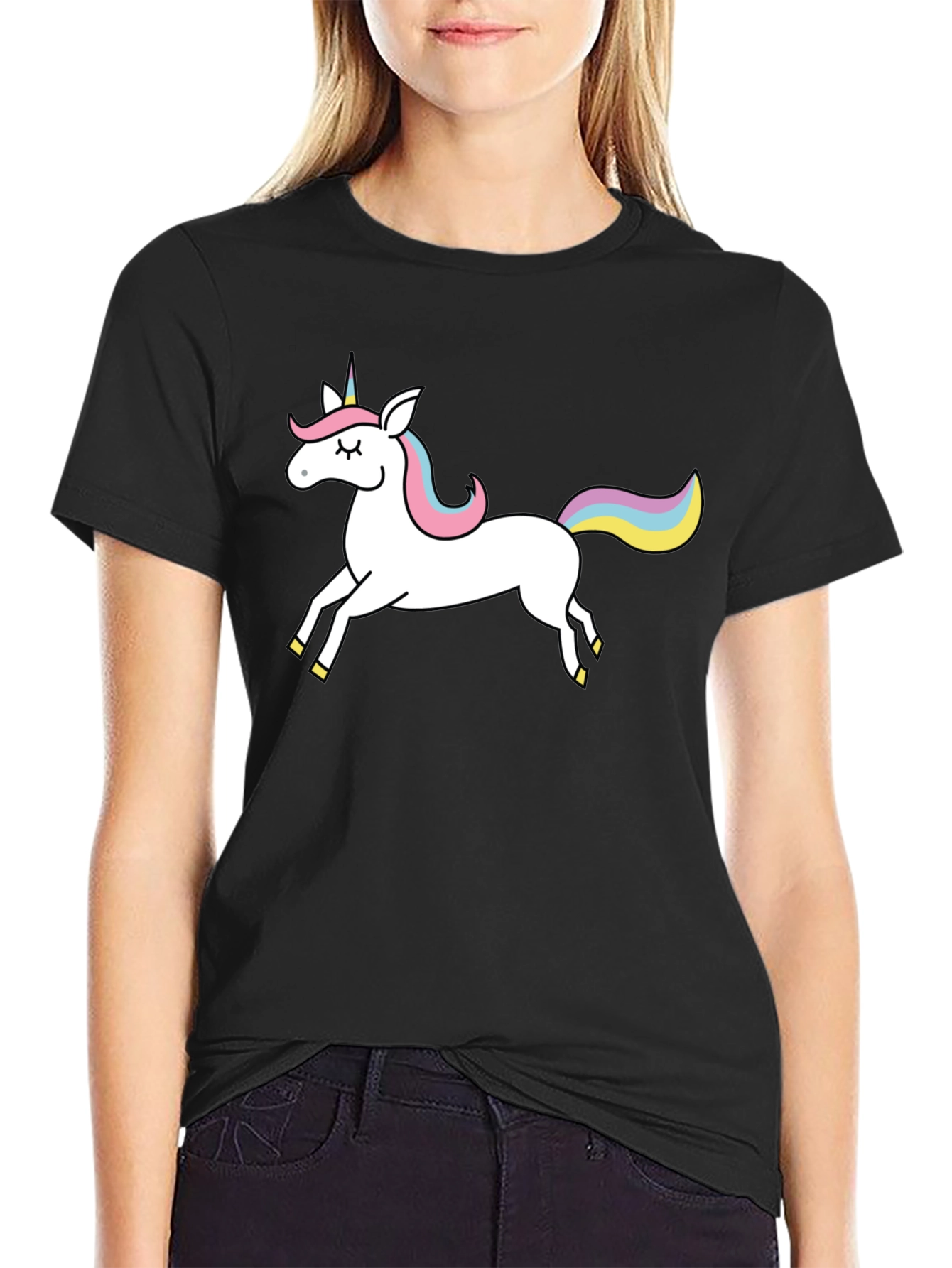 Black Unicorn Graphic Tee - Black Cotton Blend view 2