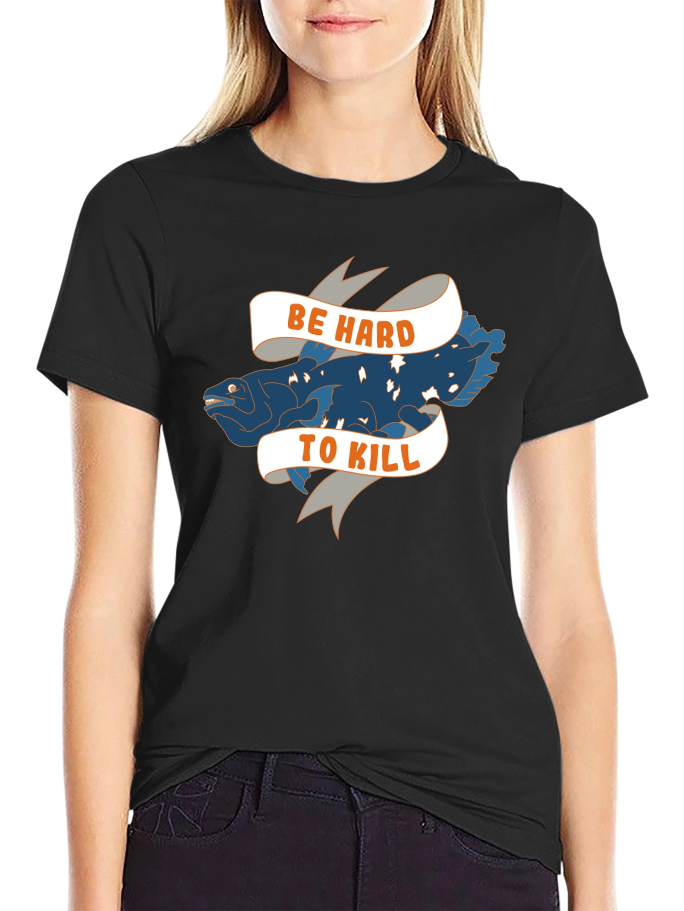 Black Be Hard to Kill Tee - Coelacanth T-Shirt view 2