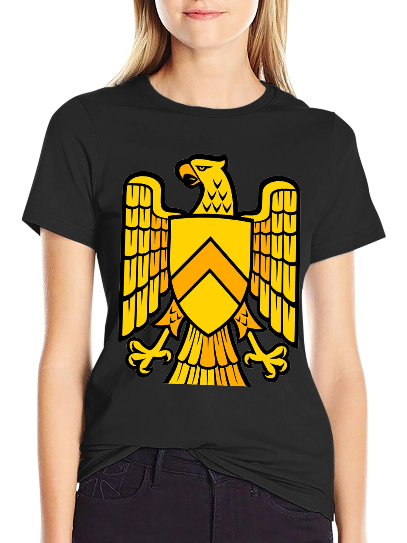 Black Eagle Shield Graphic T-Shirt - Bold Statement Tee view 2