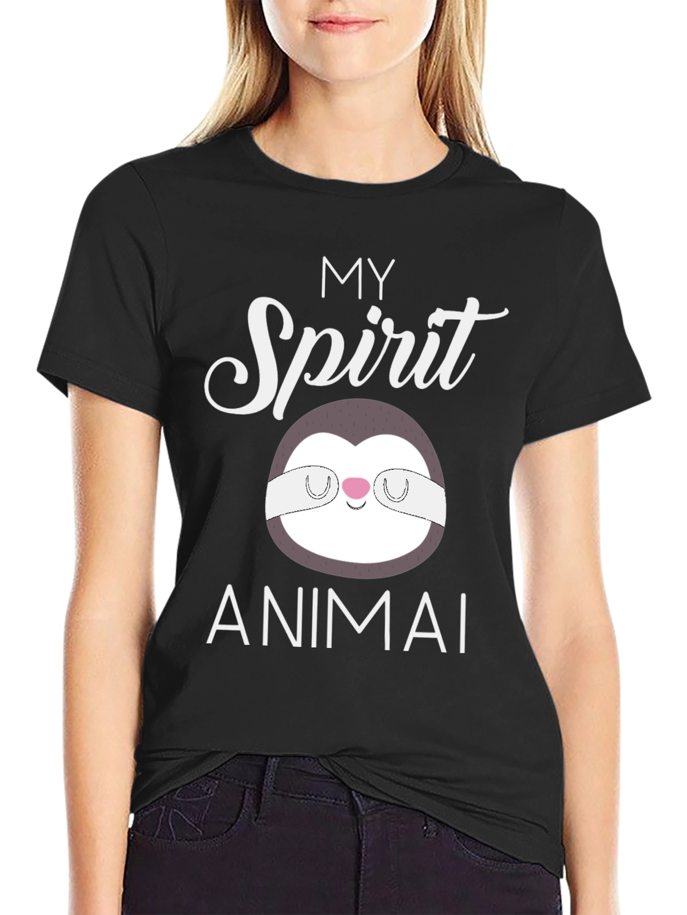 Black My Spirit Animal Sloth T-Shirt view 2