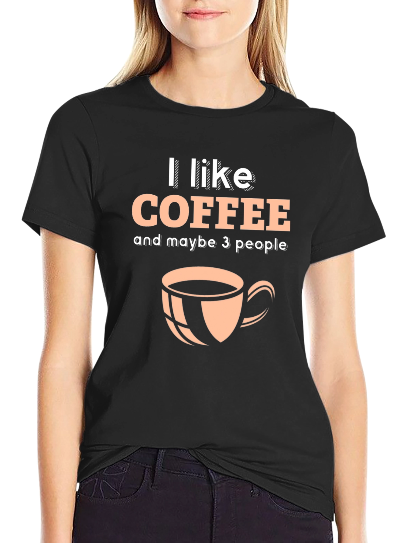Black I Like Coffee Graphic T-Shirt - Black, Crew Neck view 2