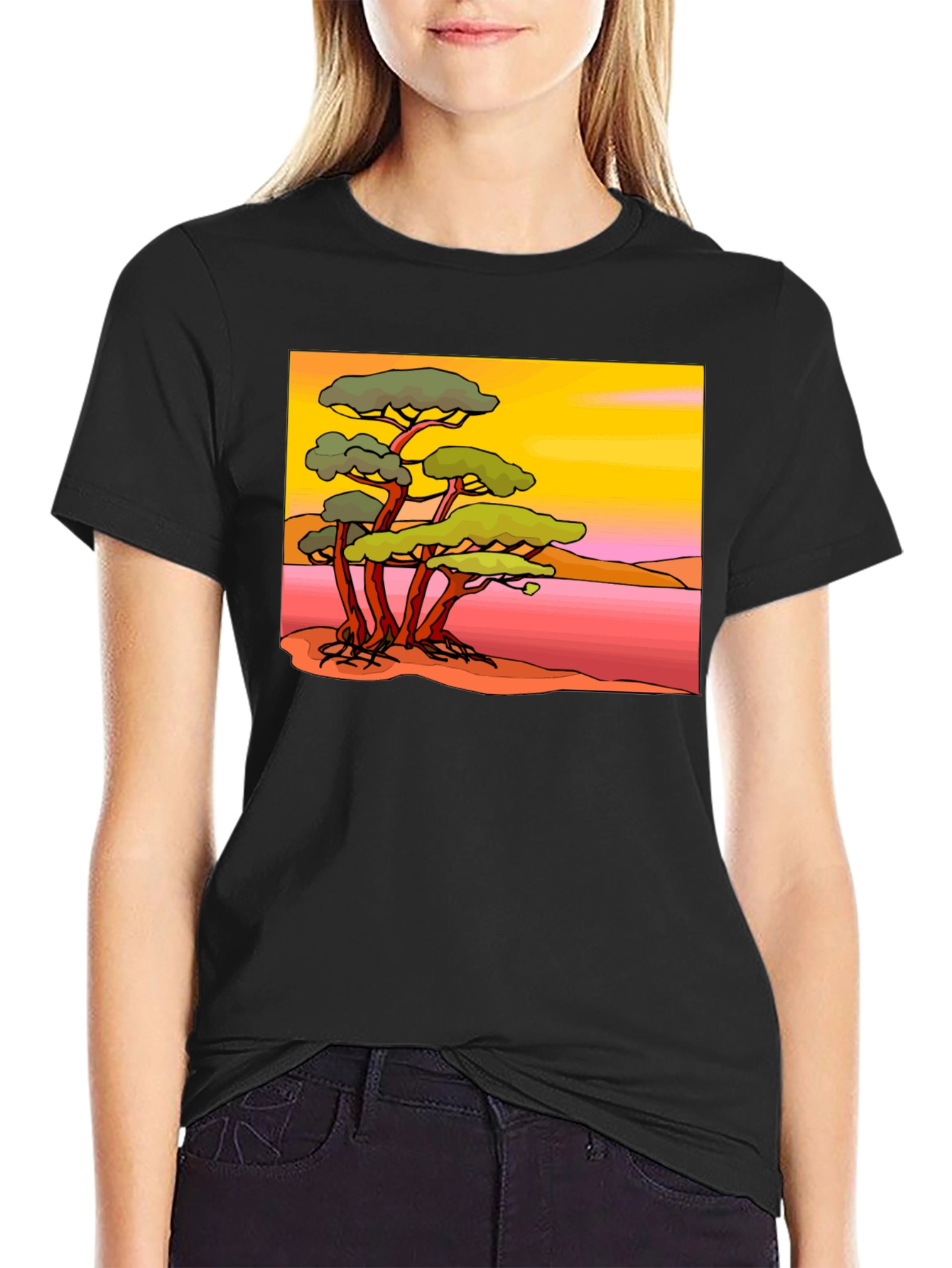 Black African Savanna Graphic Tee view 2