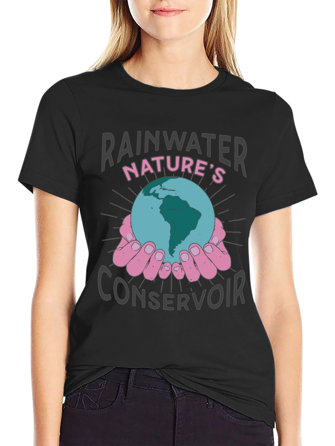 Black Rainwater Nature's Conservoir Graphic T-Shirt view 2