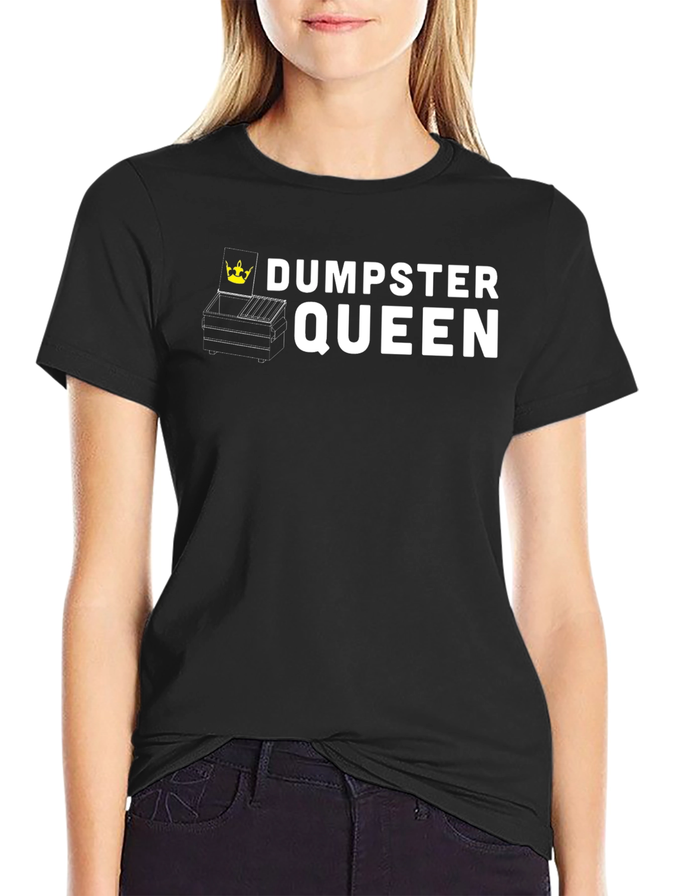 Black Dumpster Queen Graphic T-Shirt - Black Cotton Tee view 2