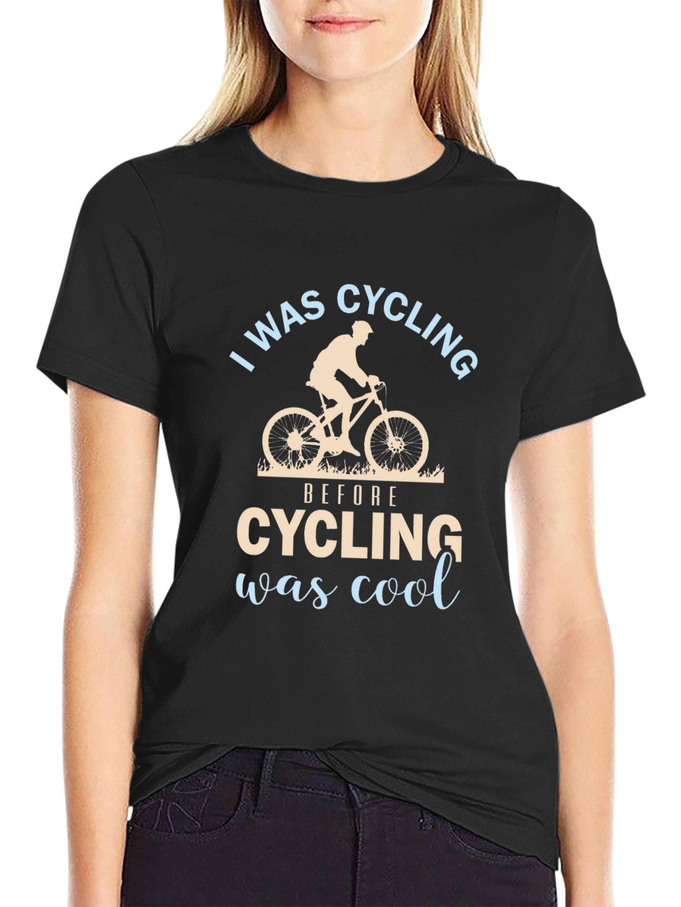 Black I Was Cycling Before Cycling Was Cool T-Shirt view 2