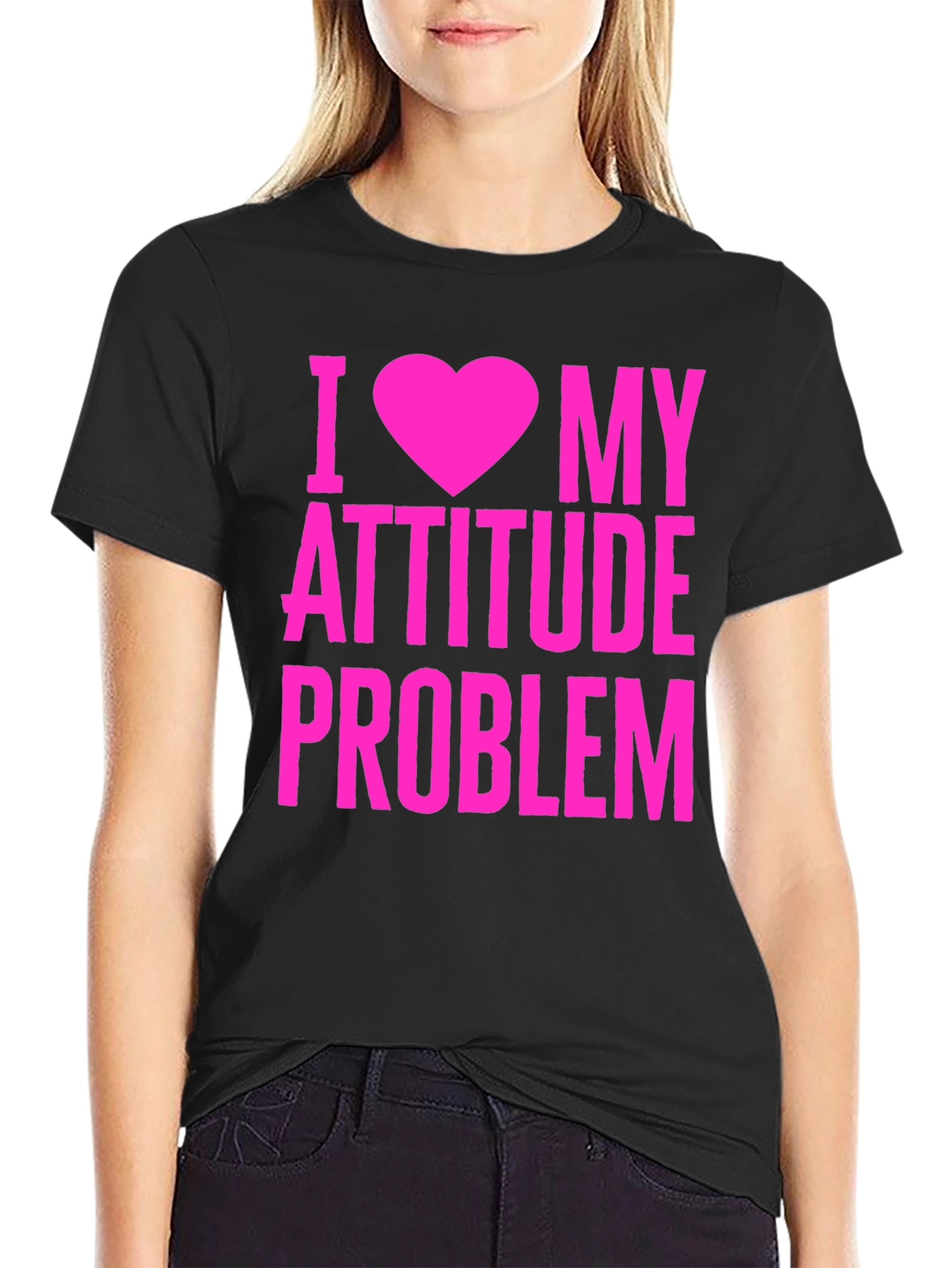 Black I Heart My Attitude Problem Graphic T-Shirt view 2