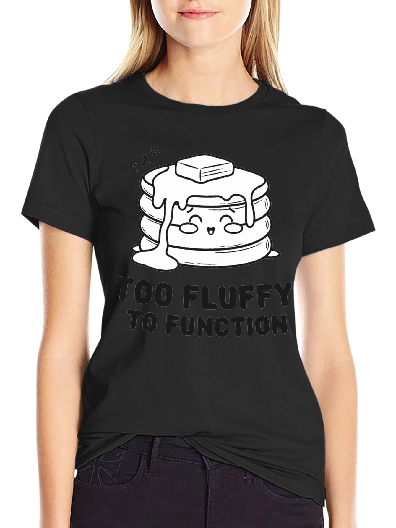 Black Too Fluffy to Function Graphic T-Shirt view 2