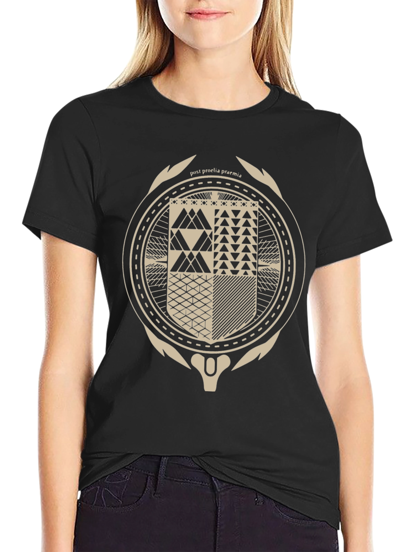 Black Abstract Geometric Graphic Tee view 2