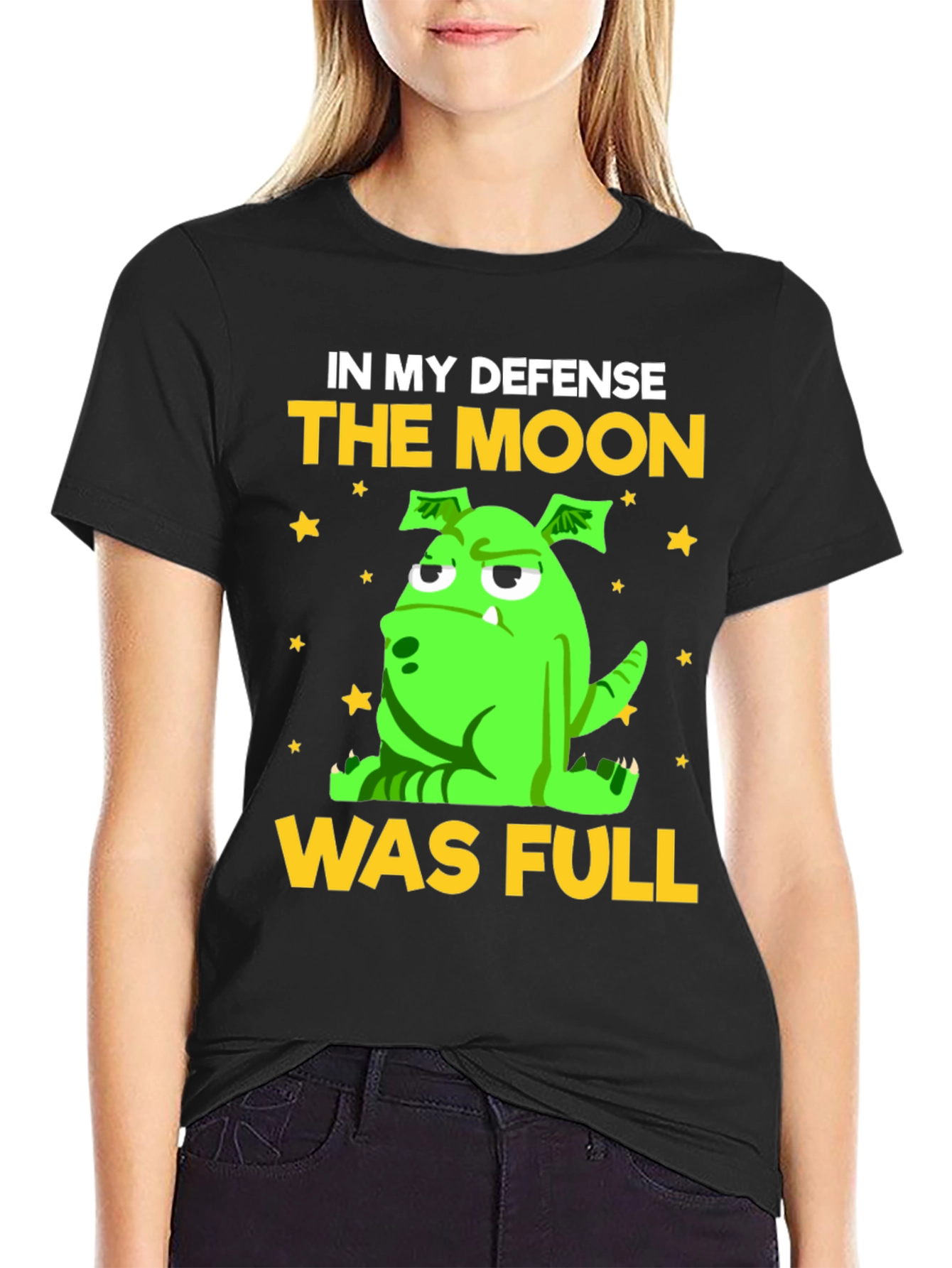 Black Funny "The Moon Was Full" Graphic Tee view 2