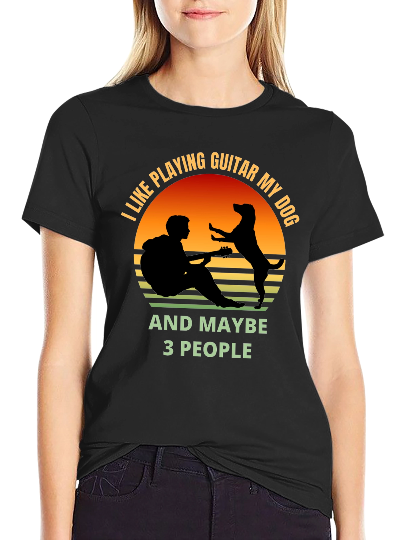 Black Guitar and Dog Lover T-Shirt view 2