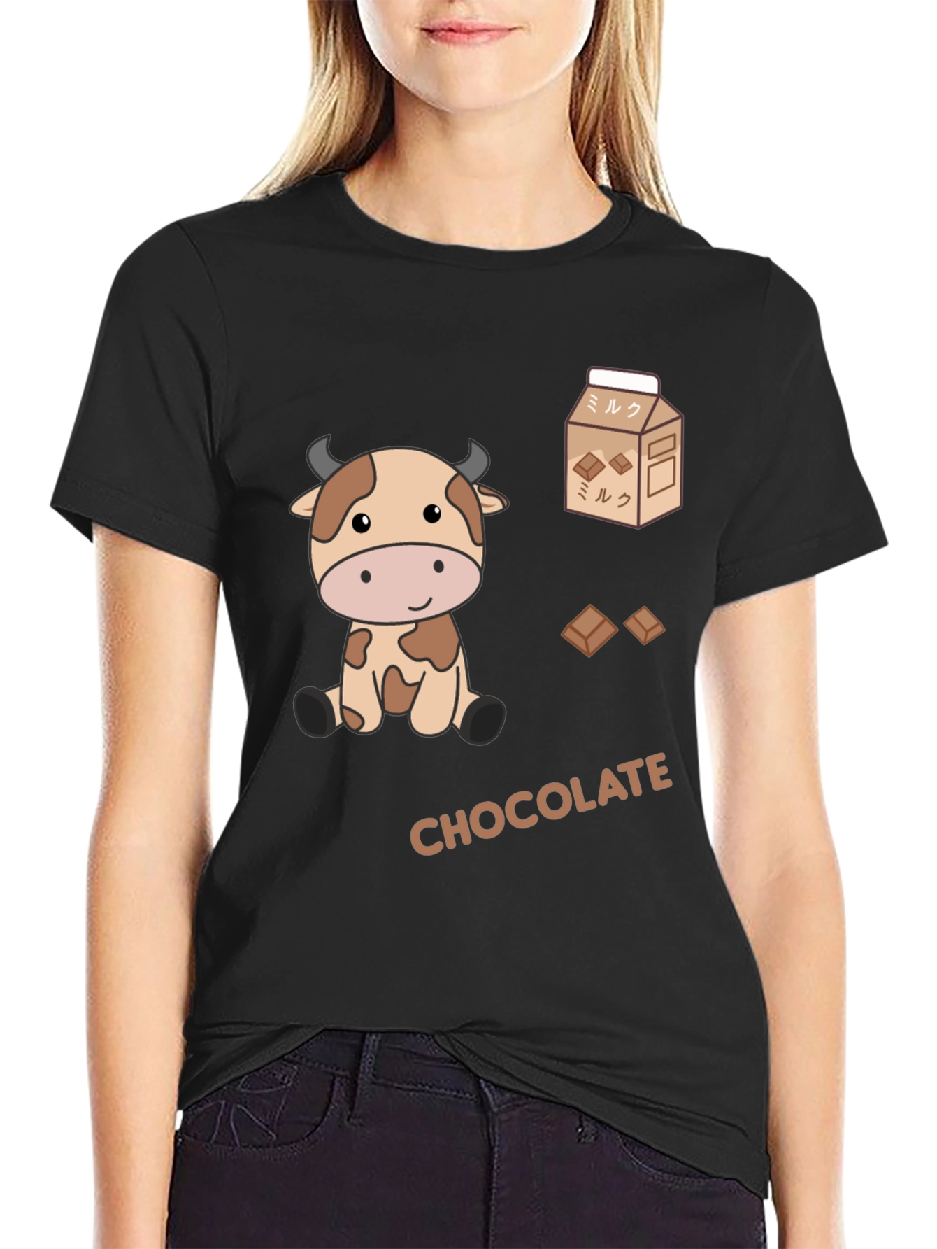 Black Chocolate Milk Cow Graphic Tee view 2