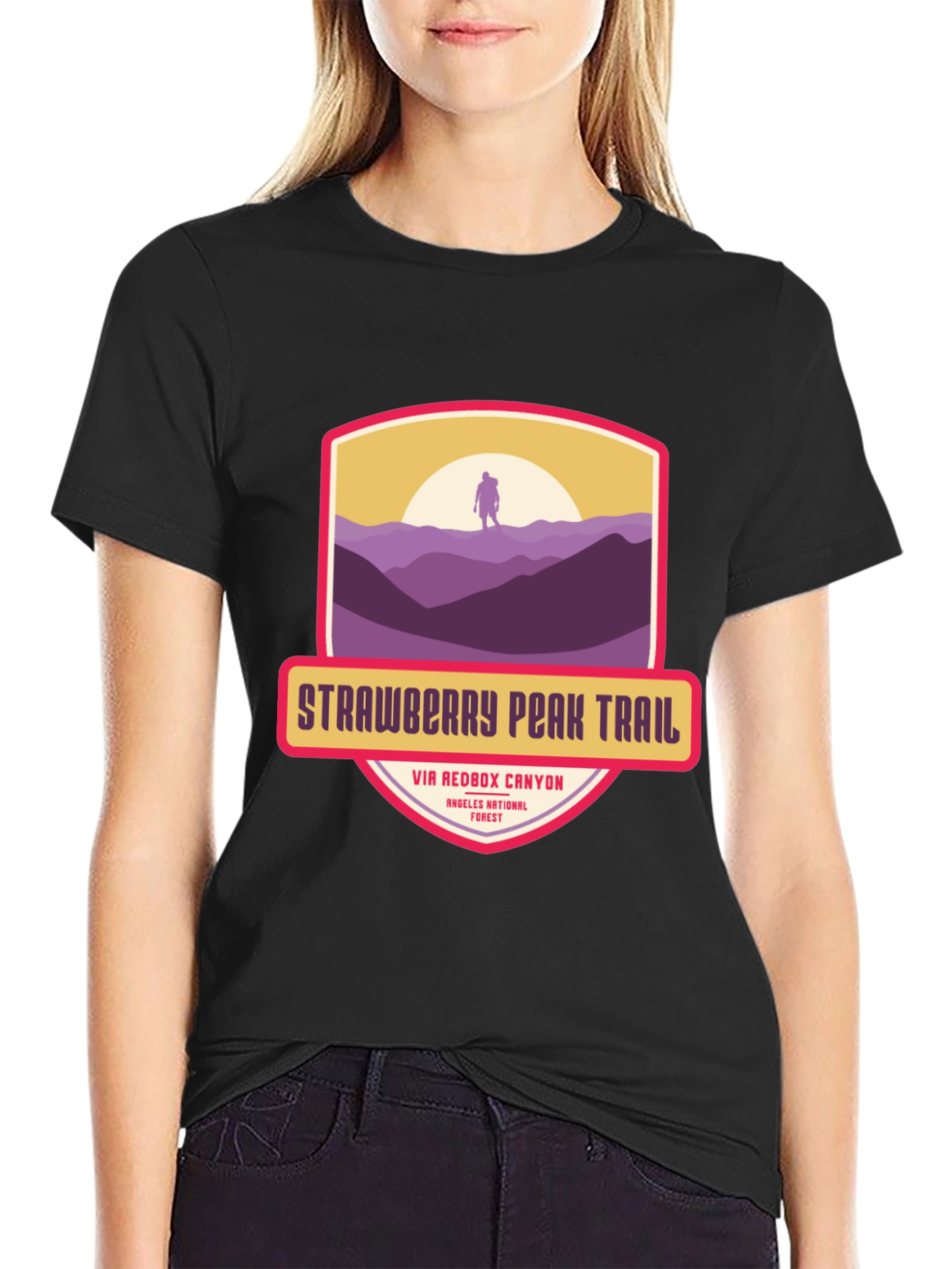 Black Strawberry Peak Trail T-Shirt - Hiker Adventure view 2