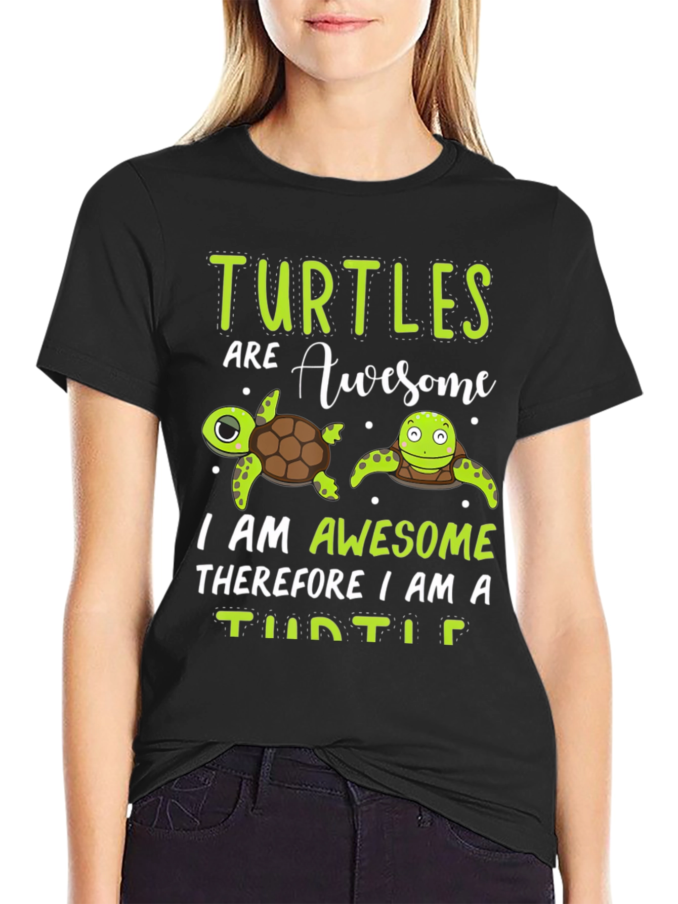 Black Turtles Are Awesome Graphic Tee view 2
