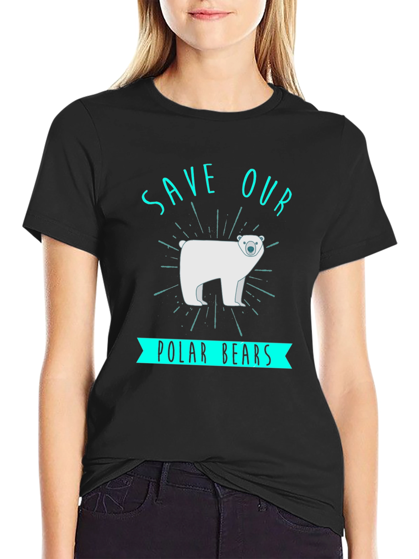 Black Save Our Polar Bears Graphic Tee - Black view 2