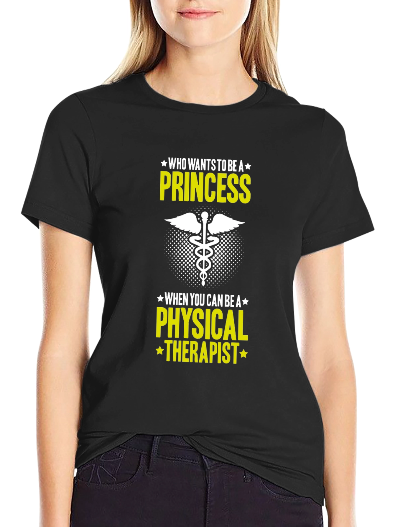 Black Physical Therapist T-Shirt - Princess Alternative view 2