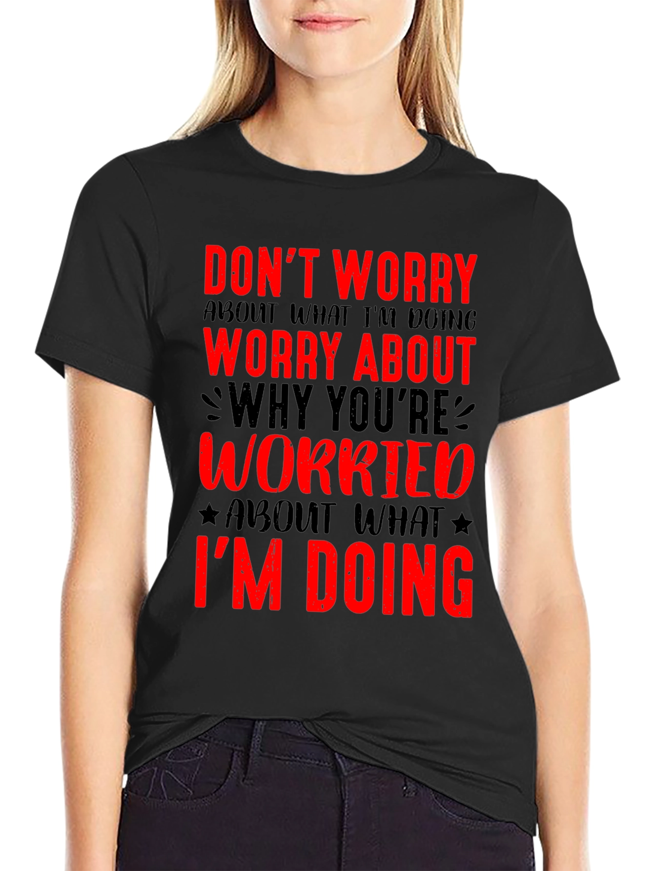 Black Don't Worry Graphic Tee - Black view 2