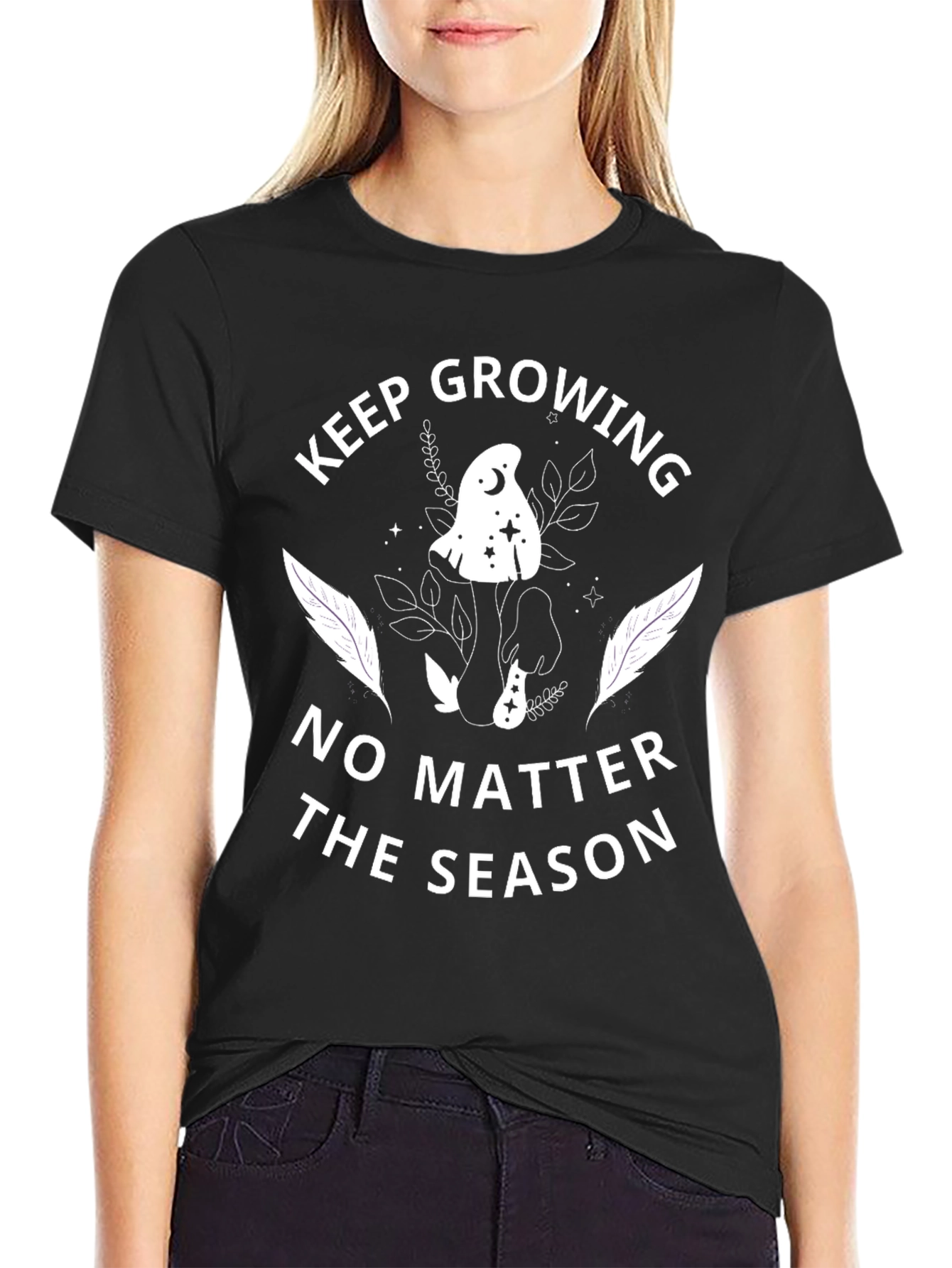 Keep Growing Graphic T-Shirt - Black Cotton Tee - 2
