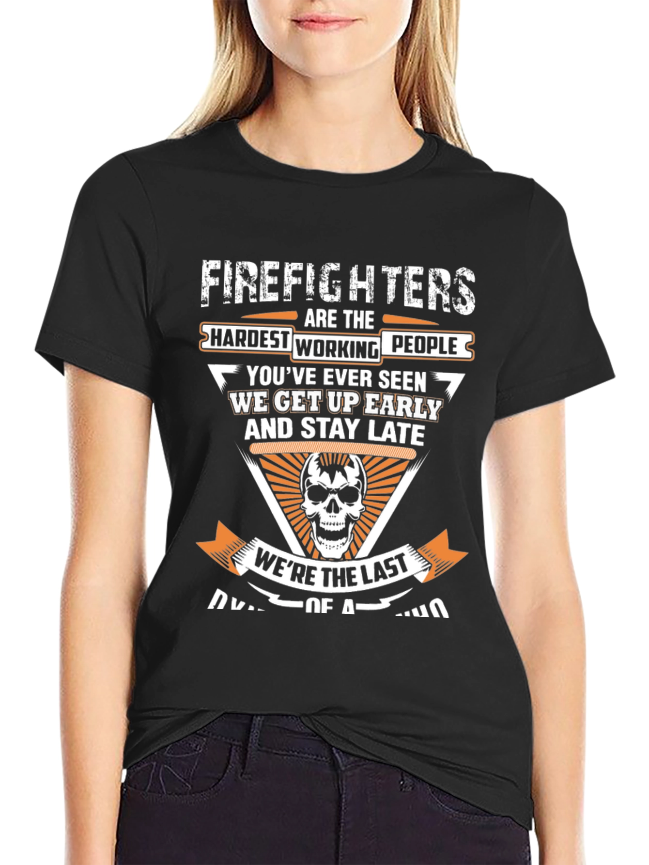 Black Firefighter Hardest Working T-Shirt view 2