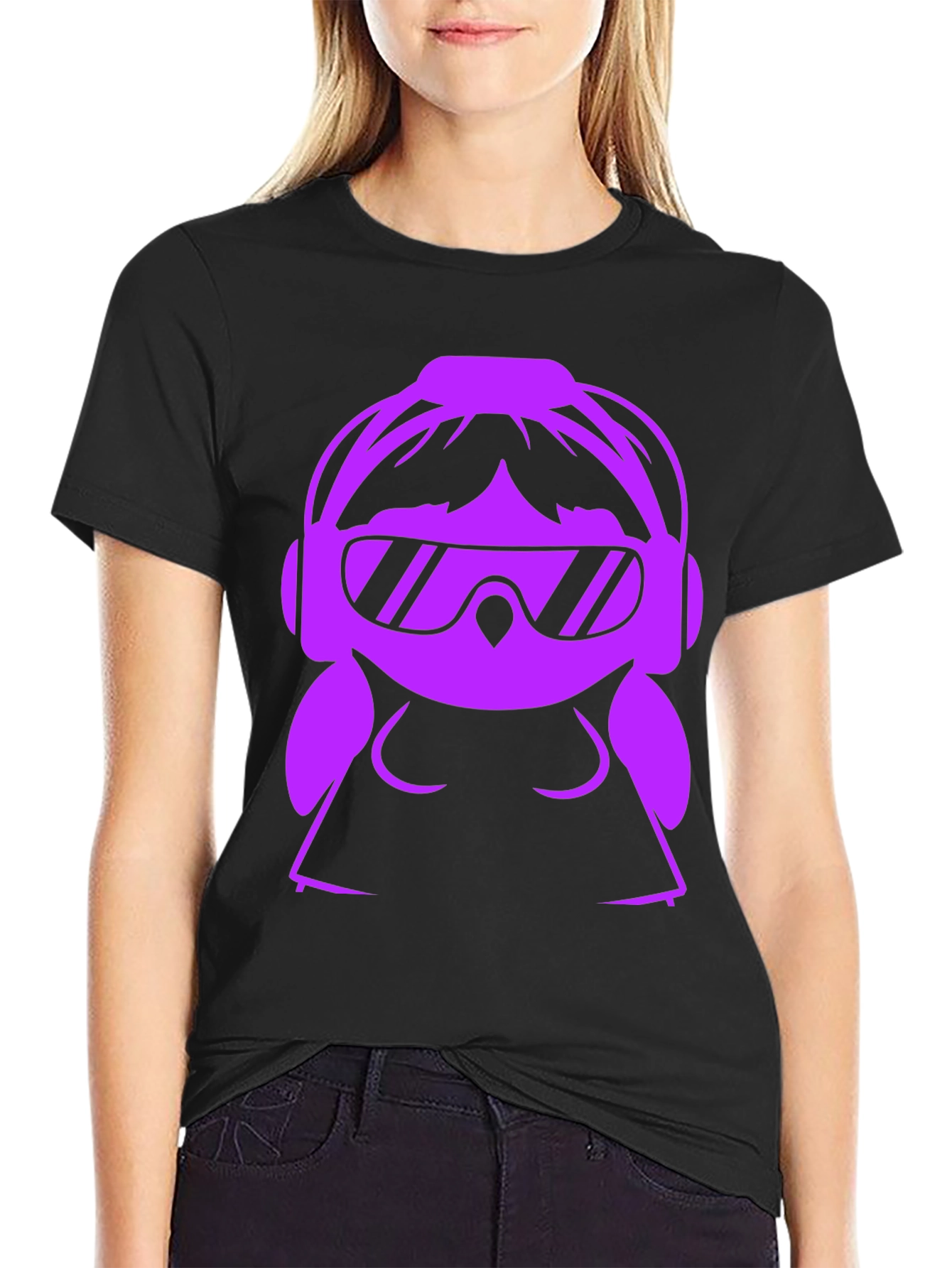 Black DJ Girl Graphic T-Shirt - Black view 2