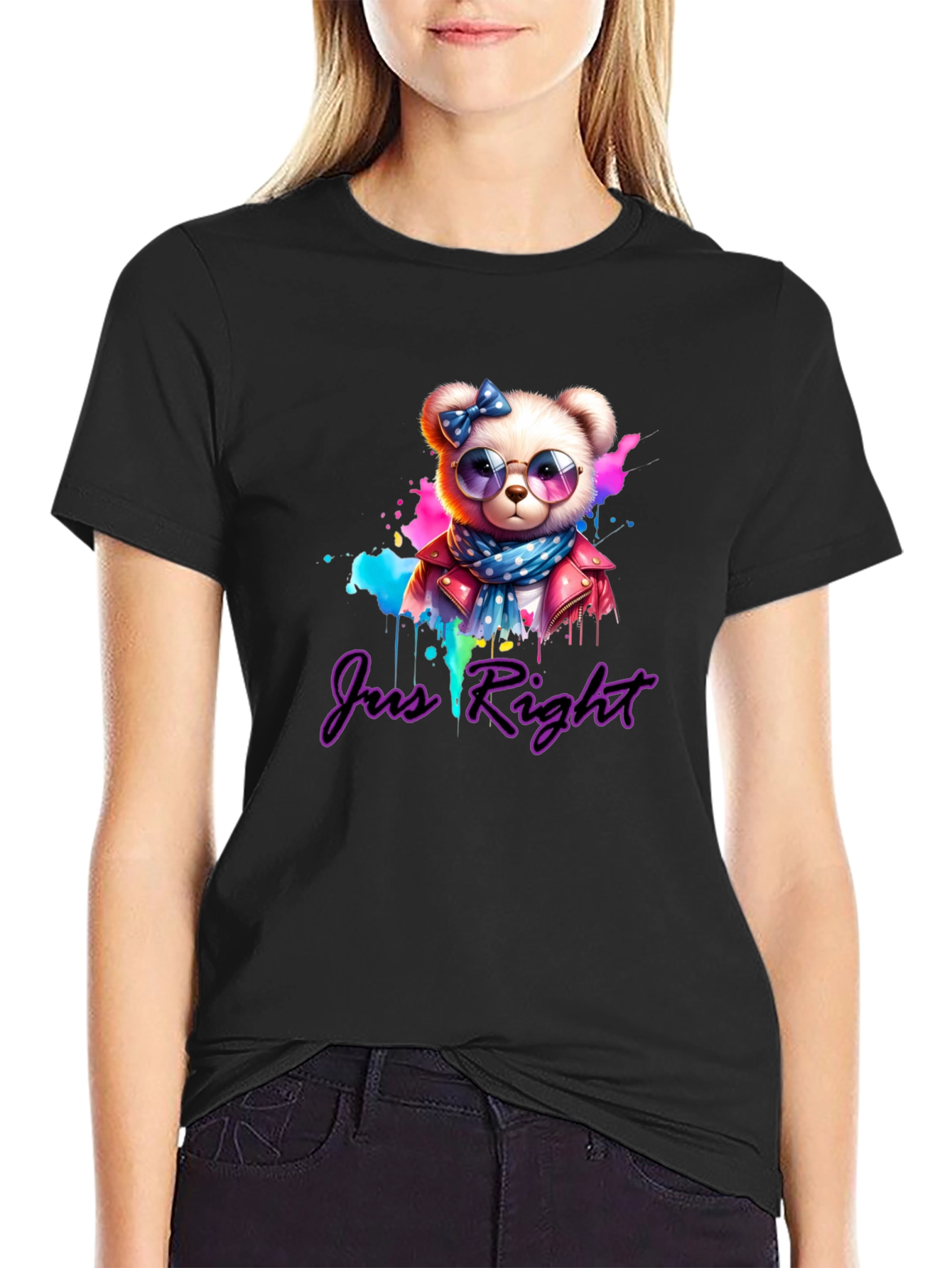 Just Right Bear Graphic Tee - Trendy Style - 2