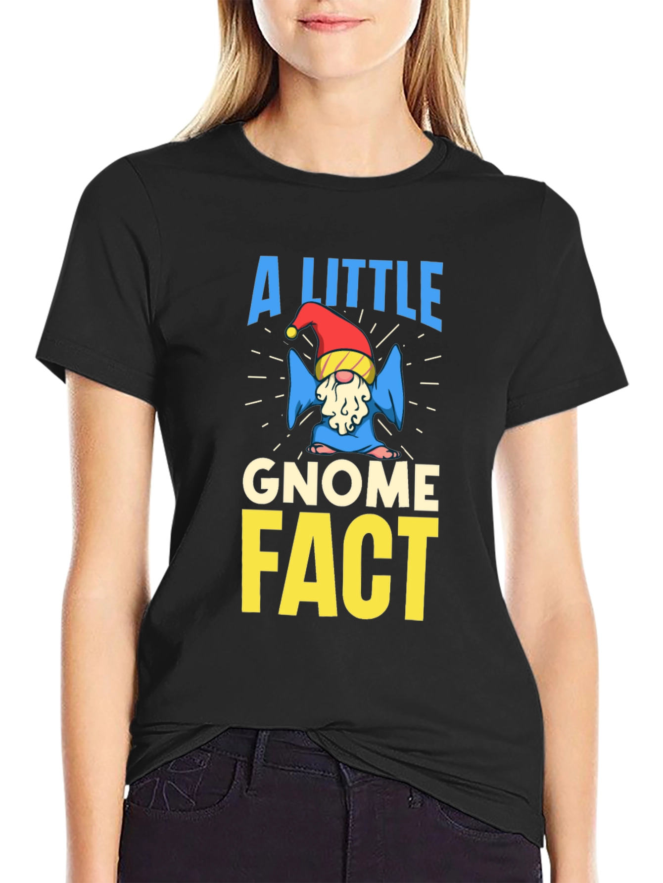 Black A Little Gnome Fact T-Shirt view 2