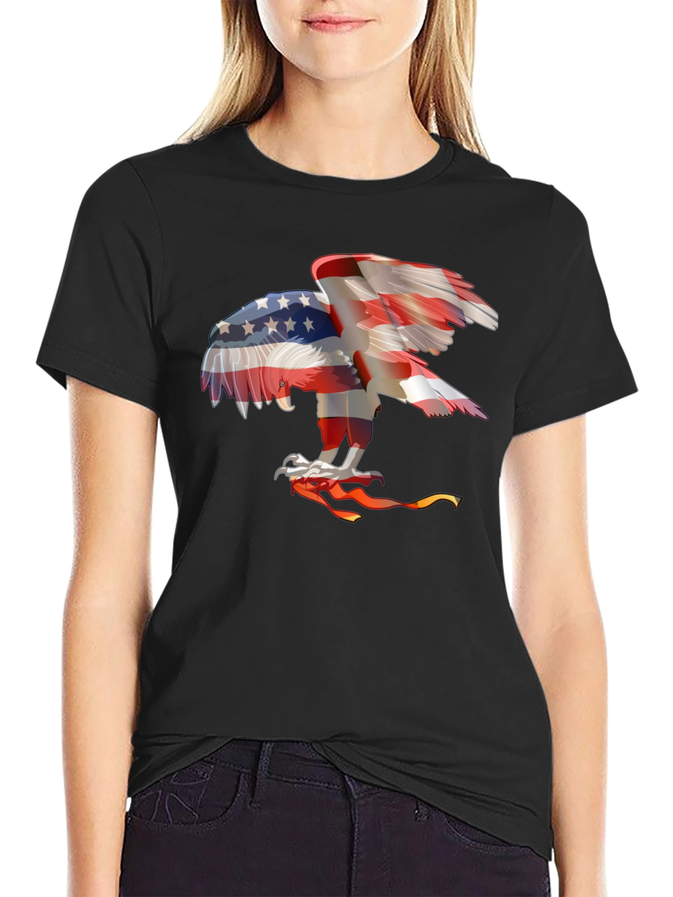 Black Patriotic Eagle Graphic T-Shirt - USA Pride view 2