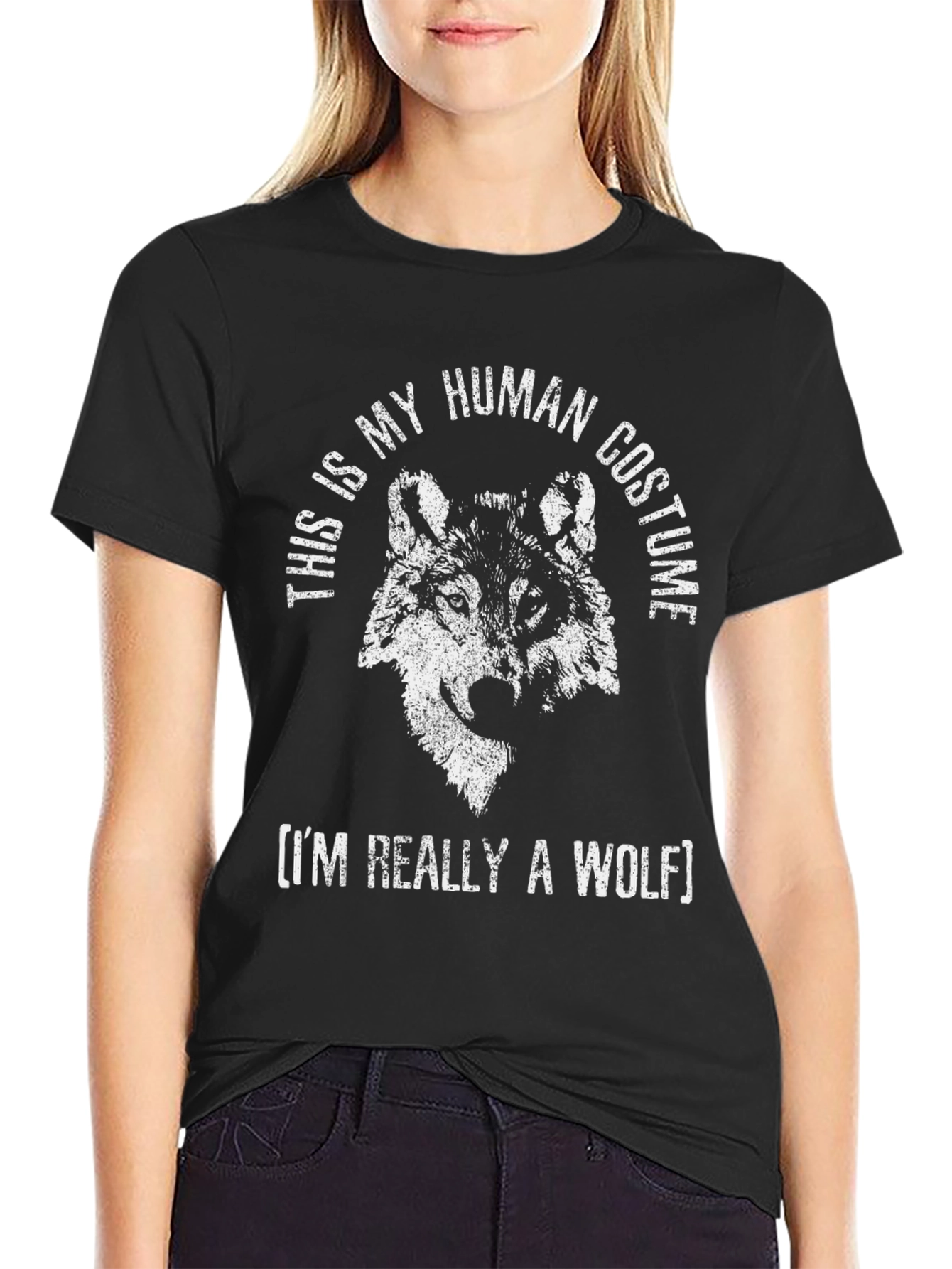 Black Wolf Costume Graphic Tee - Funny Animal Lover Shirt view 2
