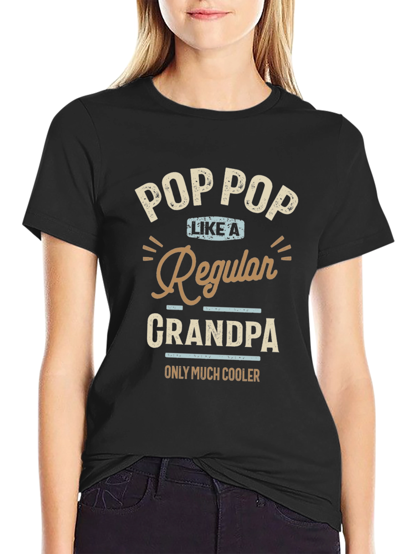 Black Pop Pop Like a Regular Grandpa T-Shirt view 2