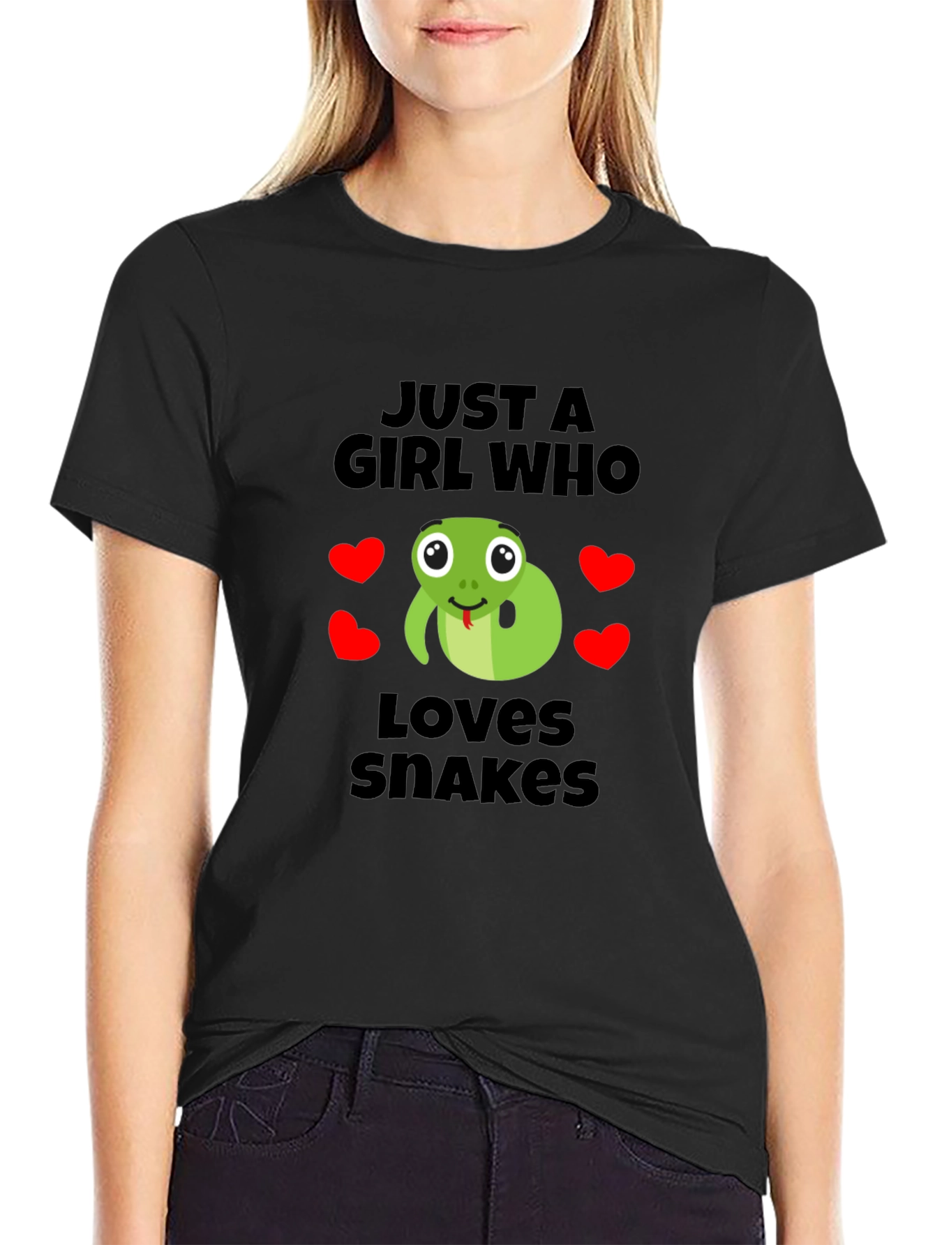 Black Just a Girl Who Loves Snakes T-Shirt view 2