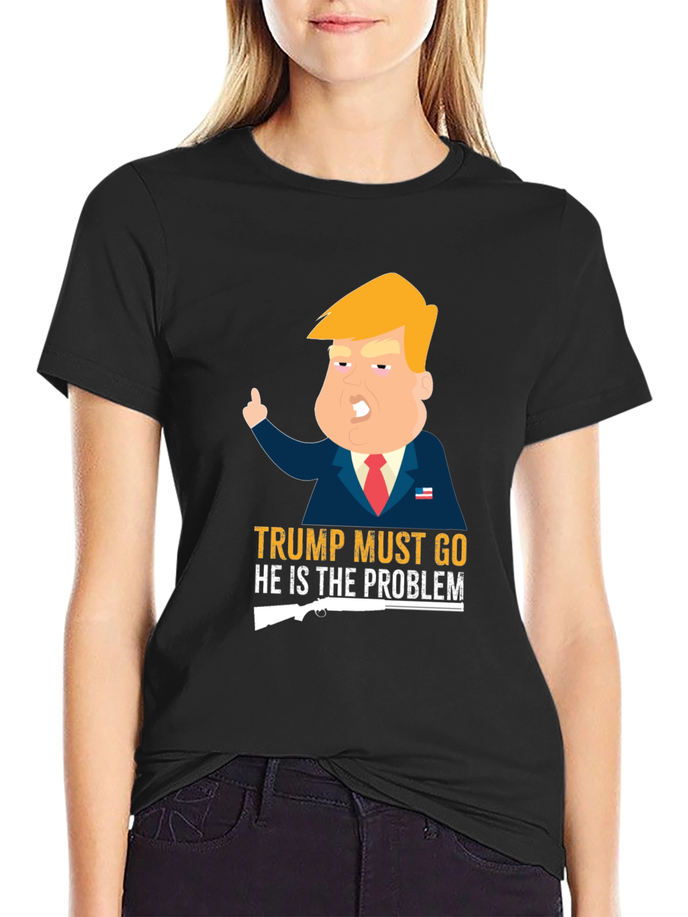 Black Trump Must Go T-Shirt view 2