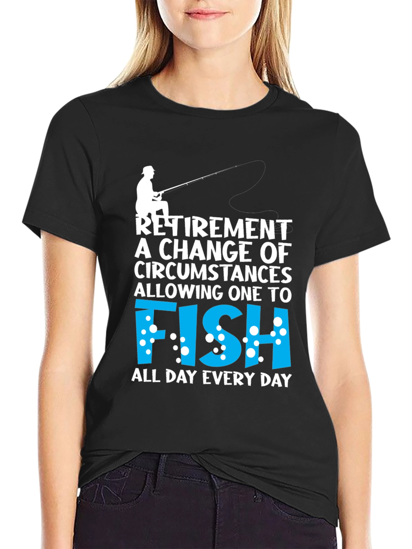 Black Retirement Fishing T-Shirt - All Day Every Day view 2