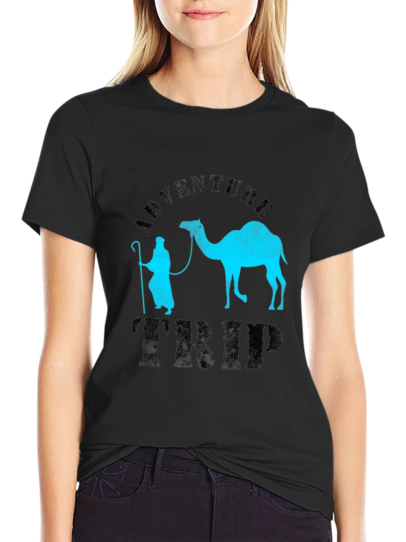 Black Adventure Trip T-Shirt - Camel Design view 2