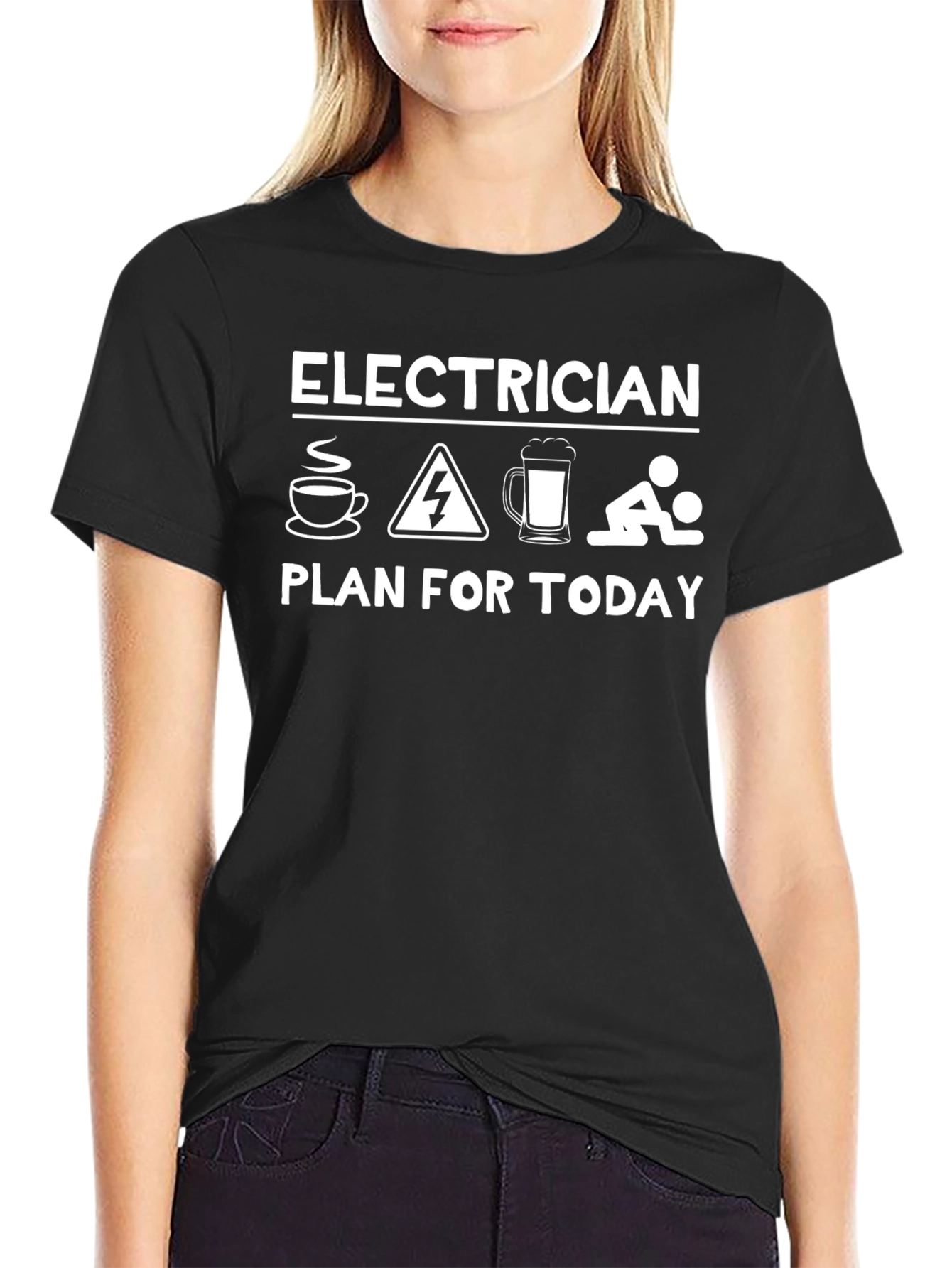 Black Electrician Plan for Today T-Shirt view 2