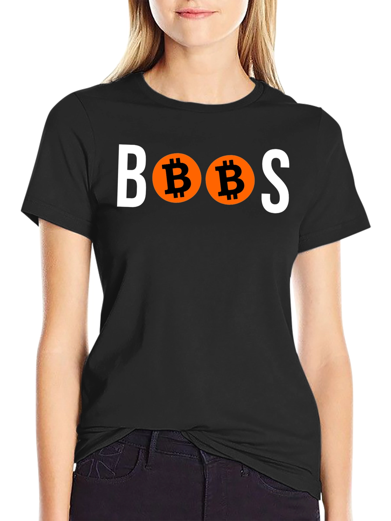 Black Bitcoin 'BOOBS' Graphic T-Shirt view 2