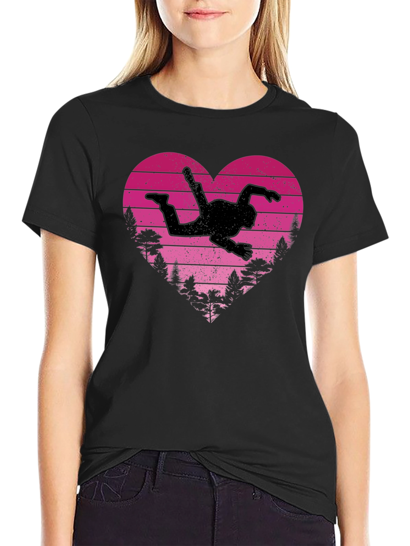Black Skydiving Heart Graphic Tee view 2