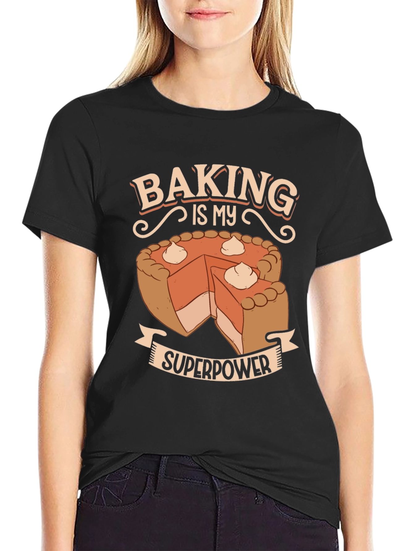 Black Baking is My Superpower T-Shirt - Novelty Graphic Tee view 2
