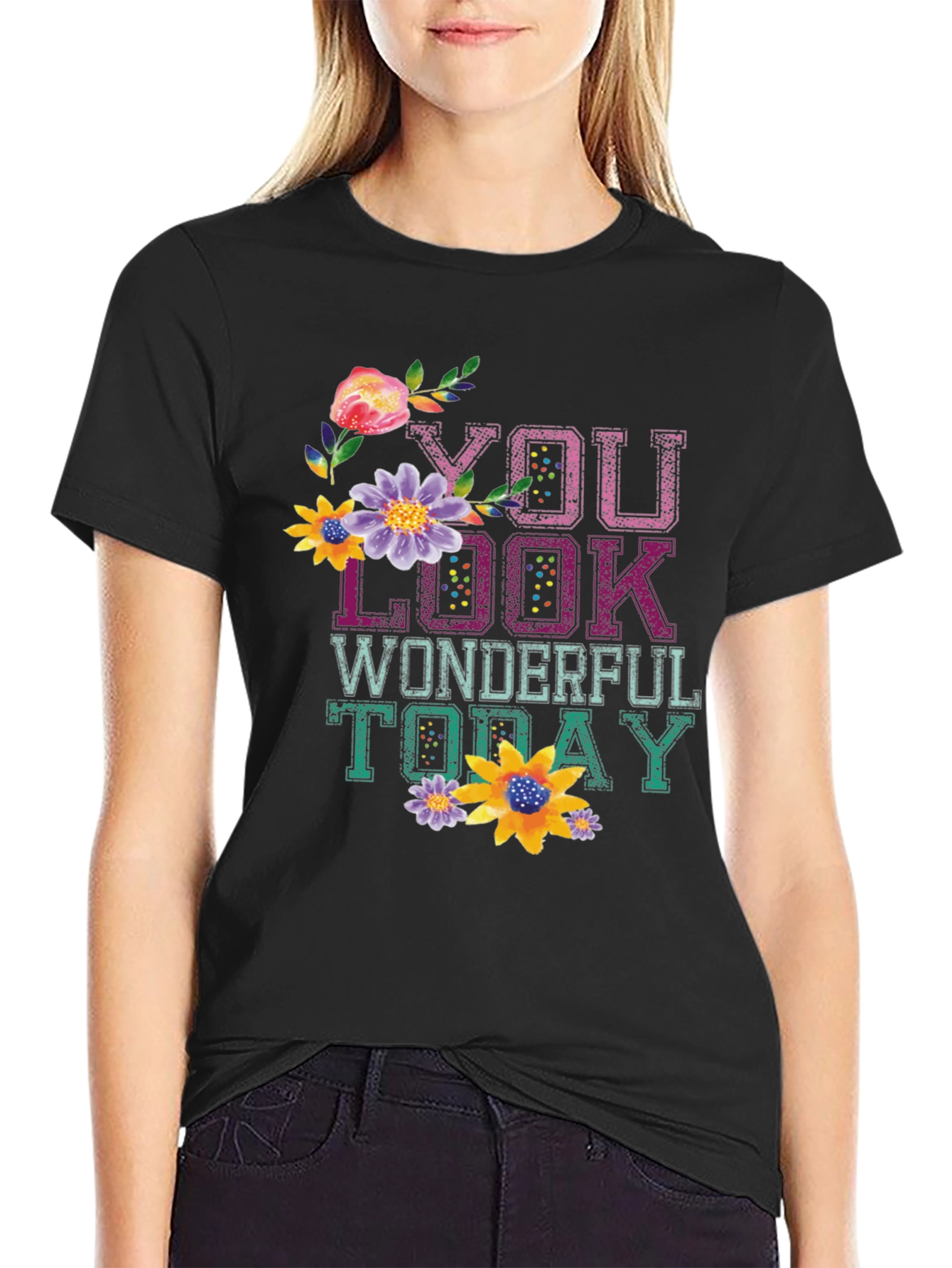 Black Floral Graphic Tee - You Look Wonderful Today view 2